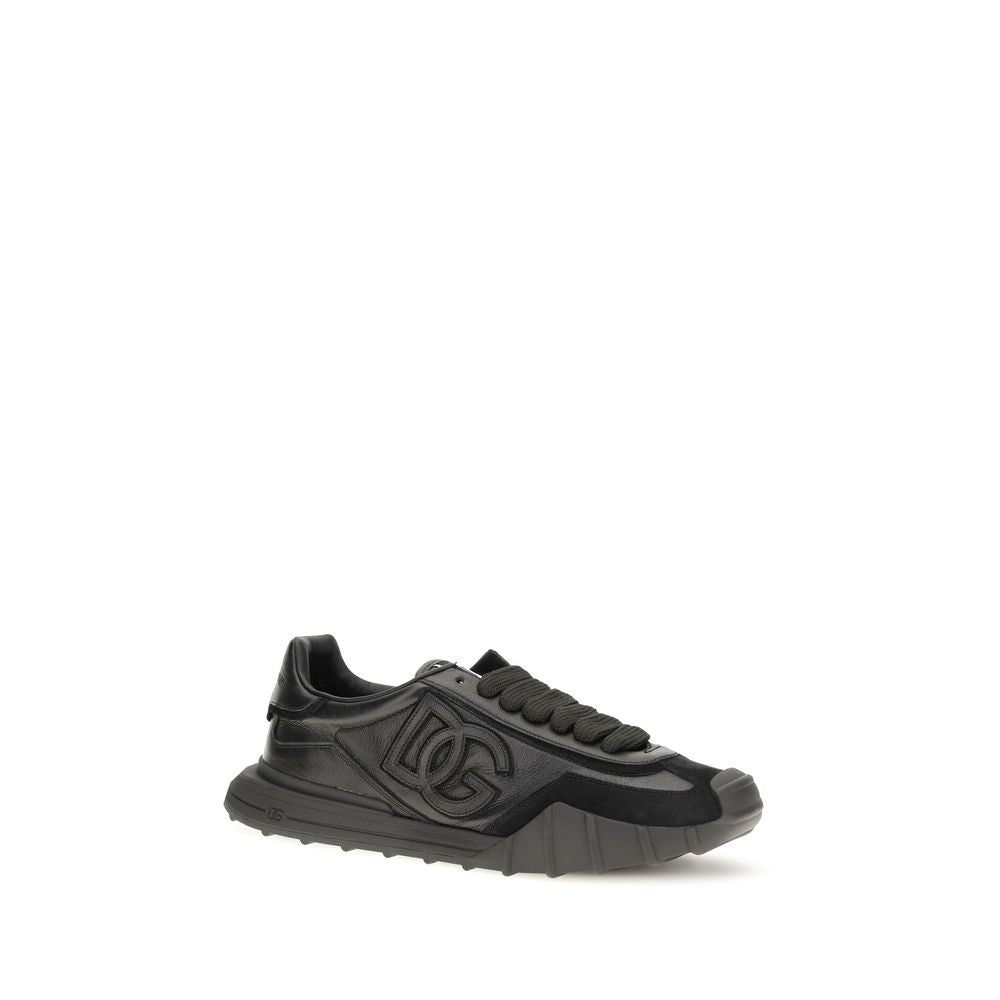 Dolce & Gabbana Schwarze Bos Taurus Kalbsleder Sneaker