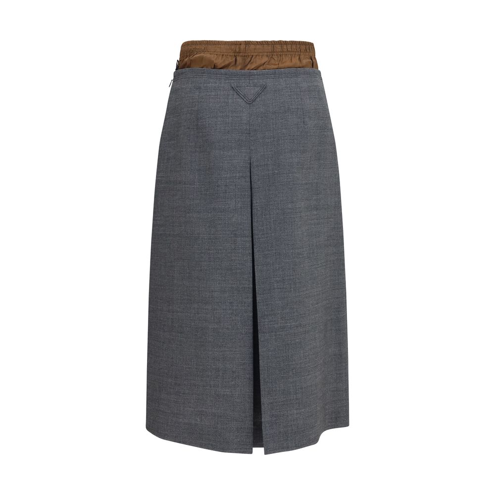 Prada Grauer Midi-Rock aus Wolle Oves Aries