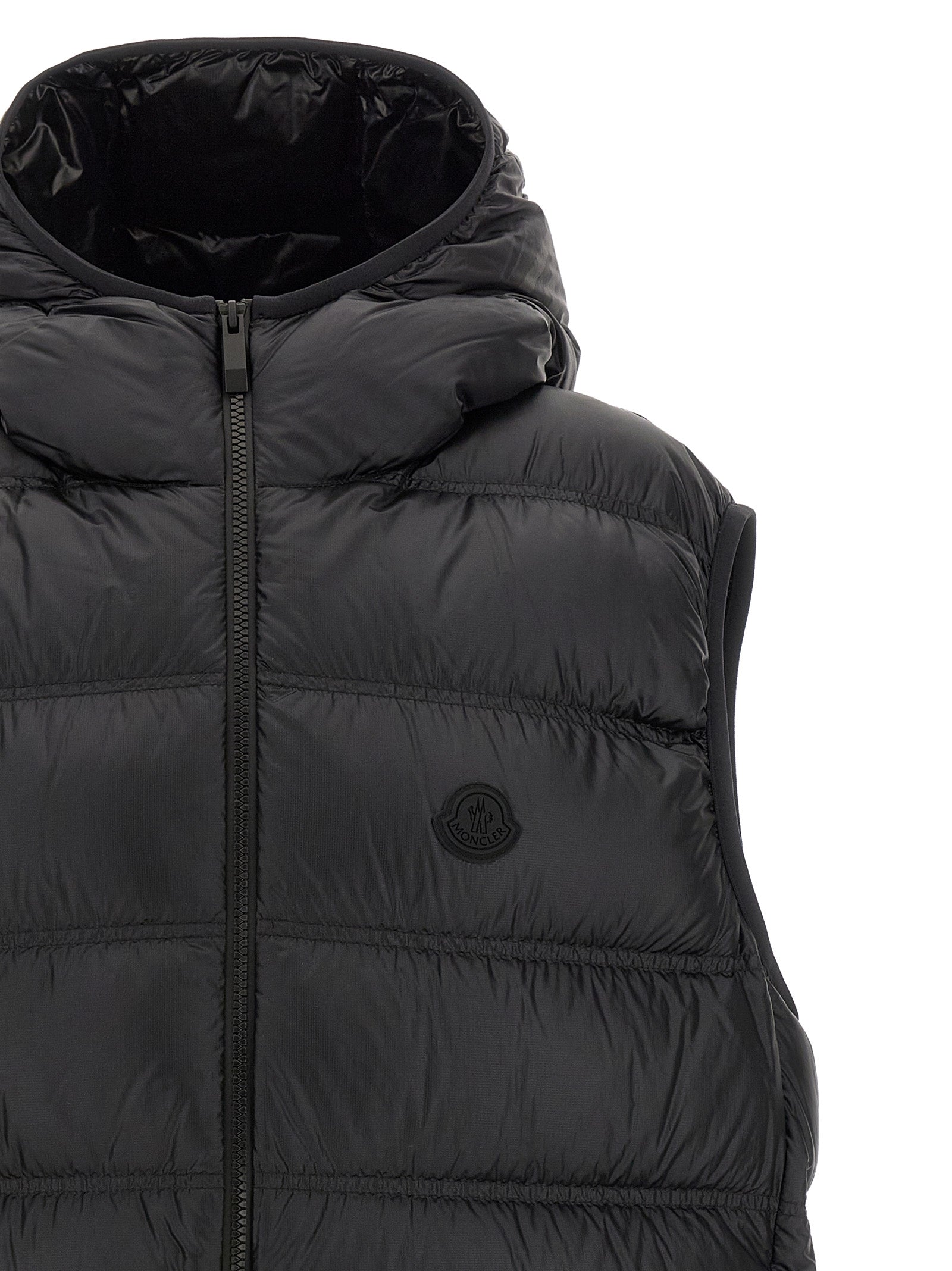 Moncler Schwarze ärmellose Jacke aus Polyamid