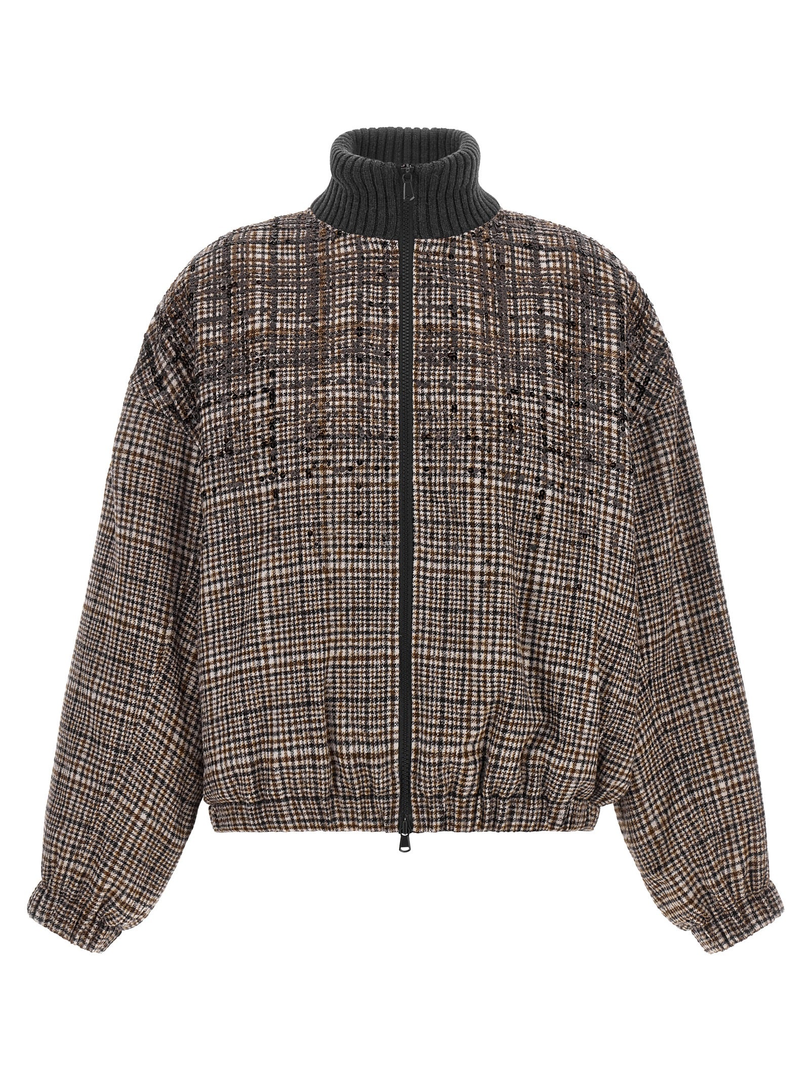 Brunello Cucinelli Brauner Bomber aus Alpaka und Leder