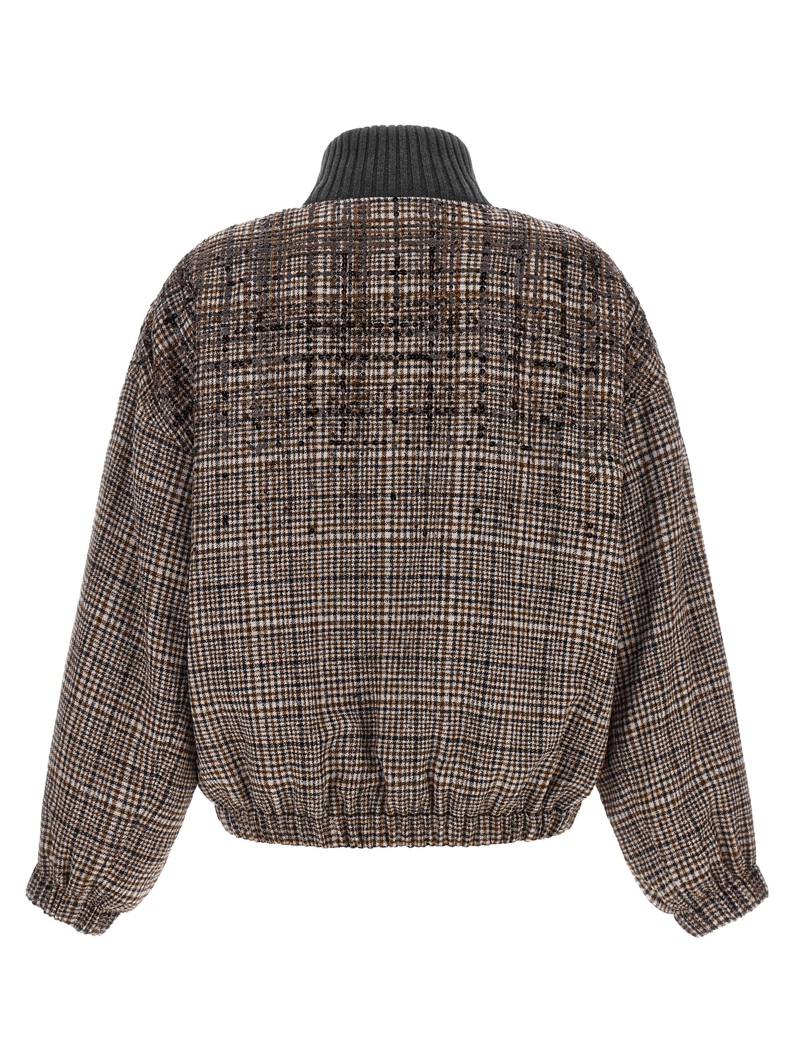 Brunello Cucinelli Brauner Bomber aus Alpaka und Leder