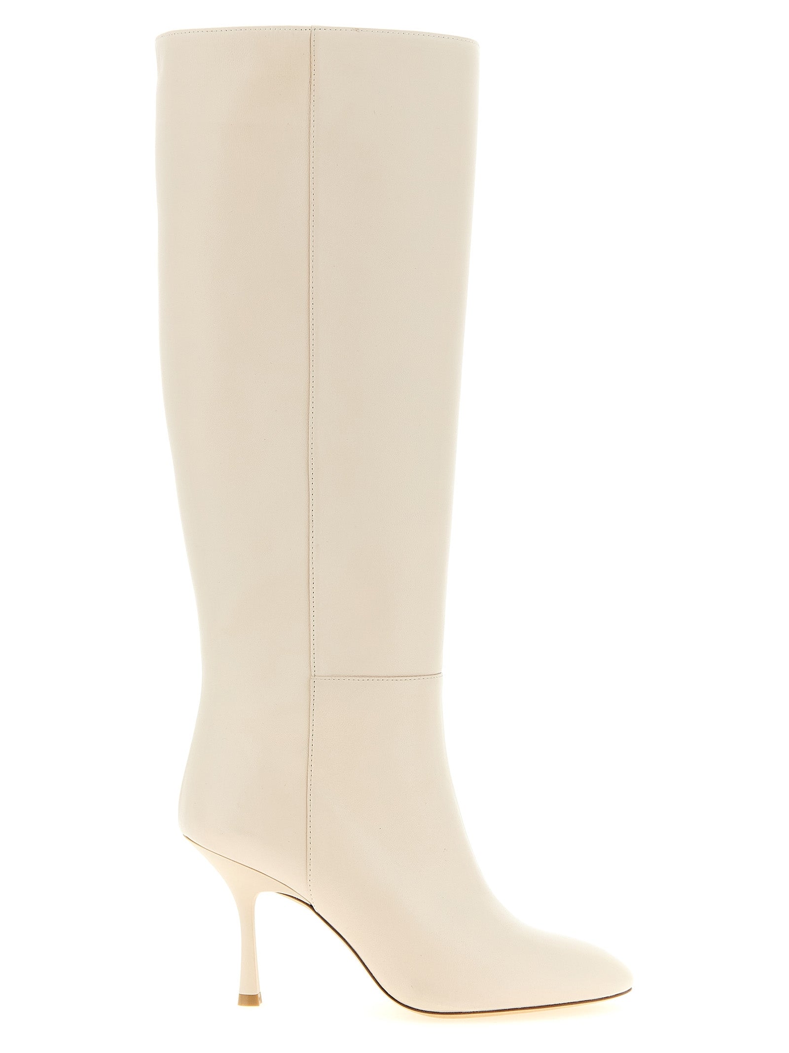 Stuart Weitzman Weiße Lammleder Overknee-Stiefel