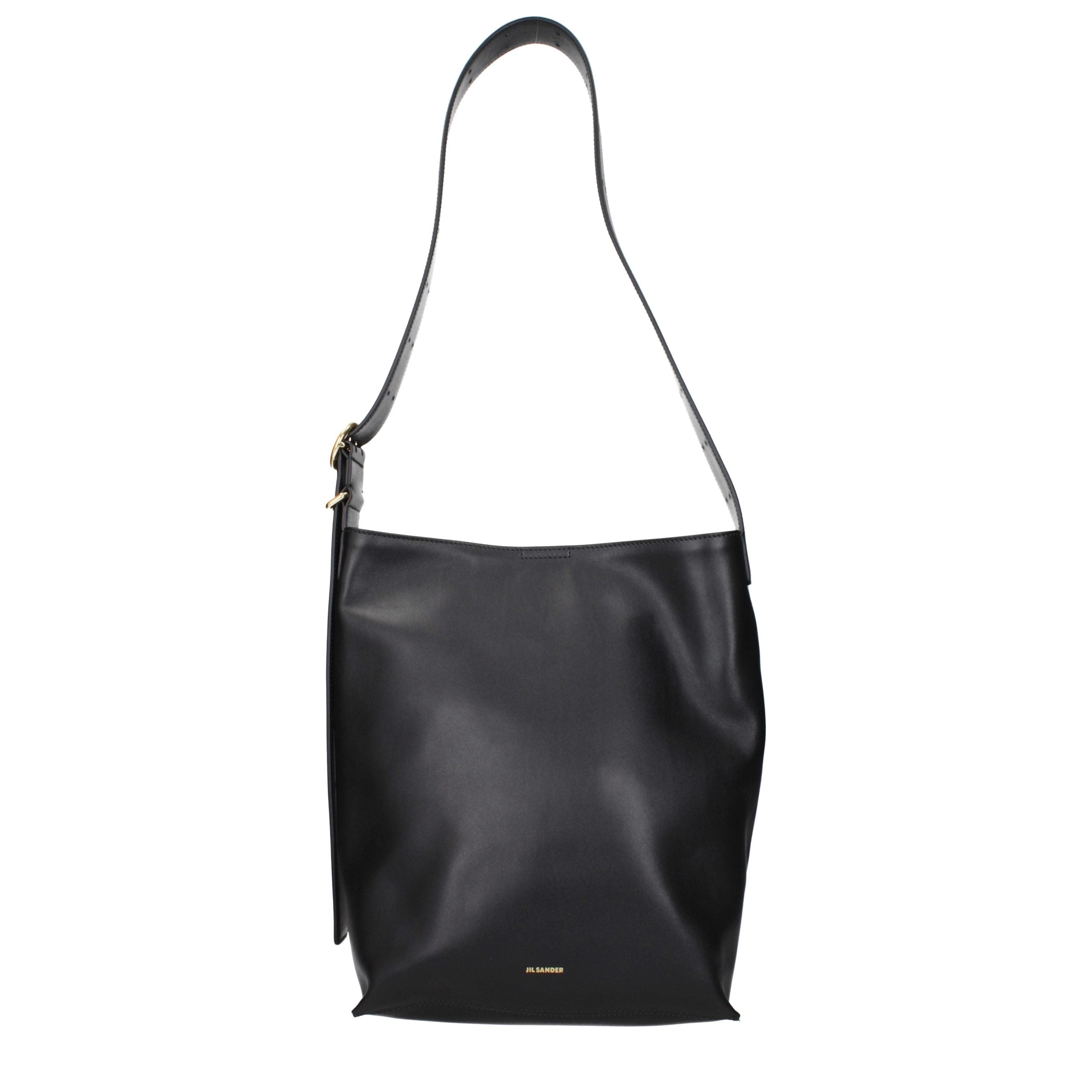 Jil Sander Schwarze Leder Umhängetasche