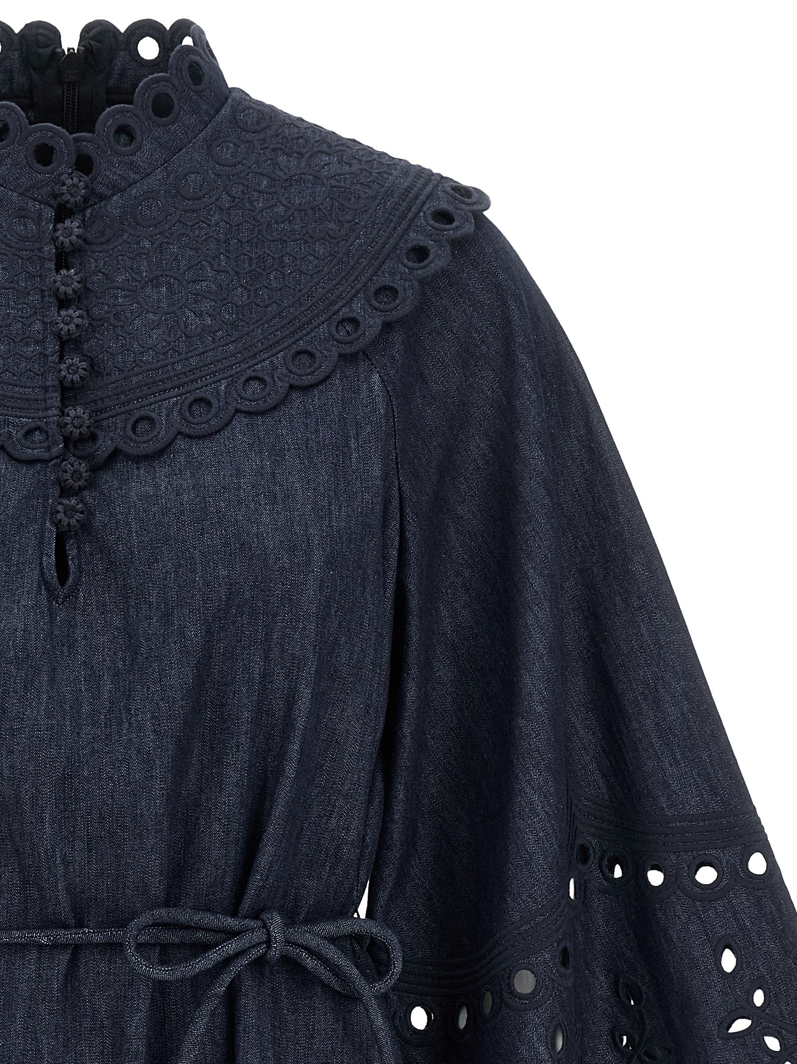 Zimmermann Kurzes blaues Baumwollkleid