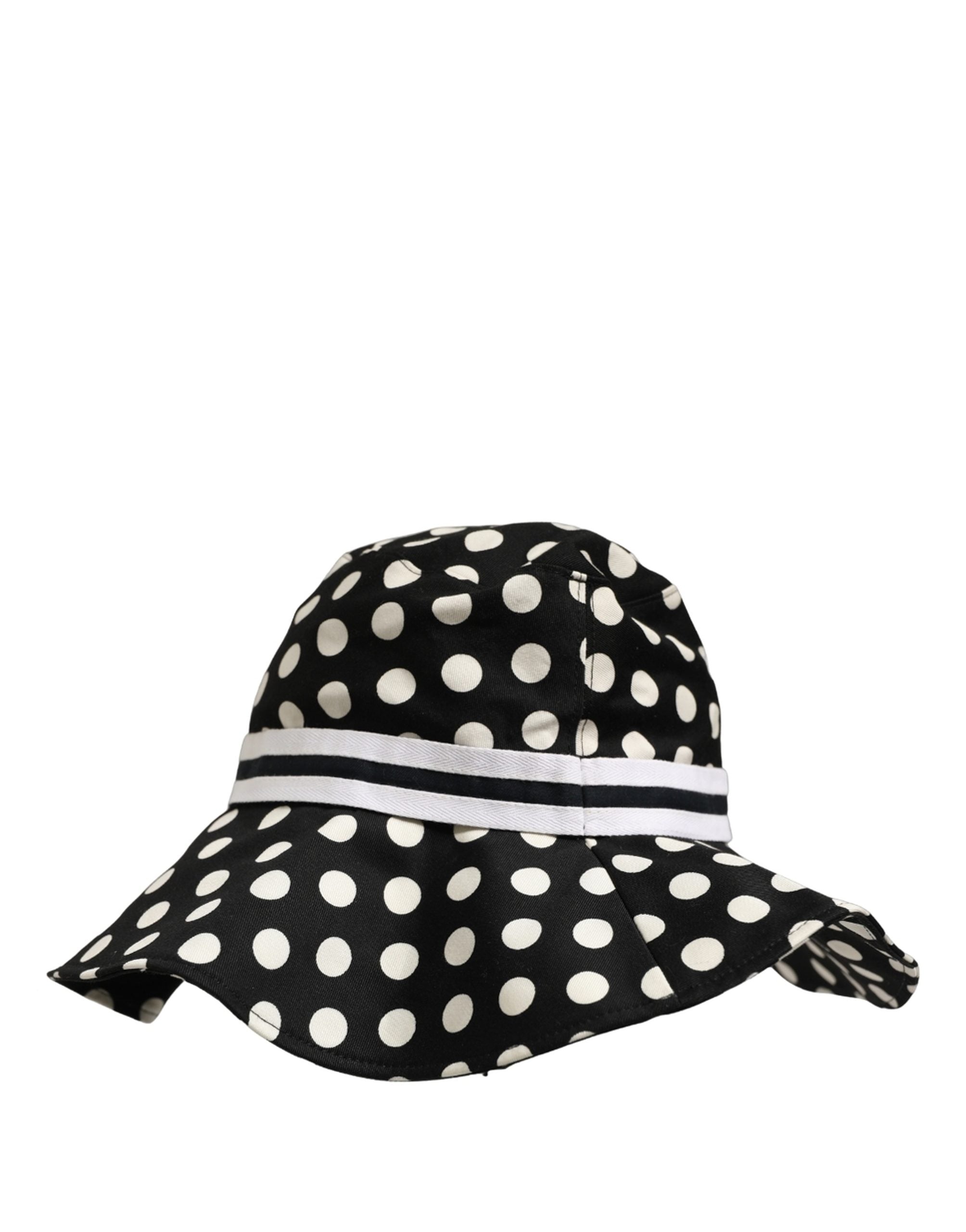 Dolce & Gabbana Schwarzer und weißer Polka-Dot-Bucket-Hat aus Baumwolle