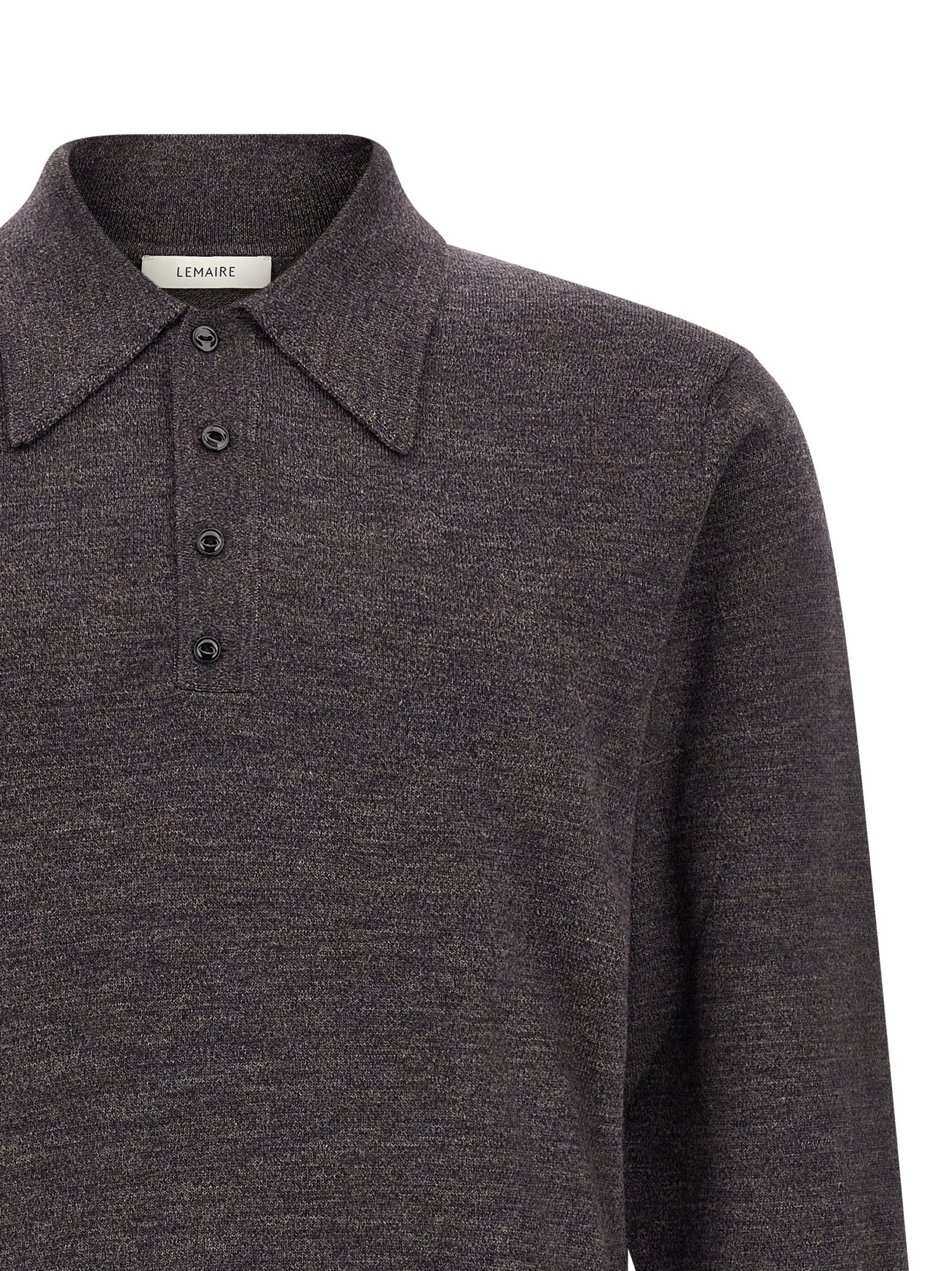 Lemaire Braunes Woll-Poloshirt
