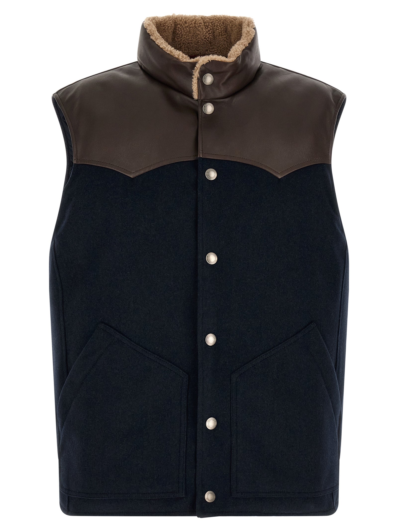 Brunello Cucinelli Ärmellose blaue Wolljacke