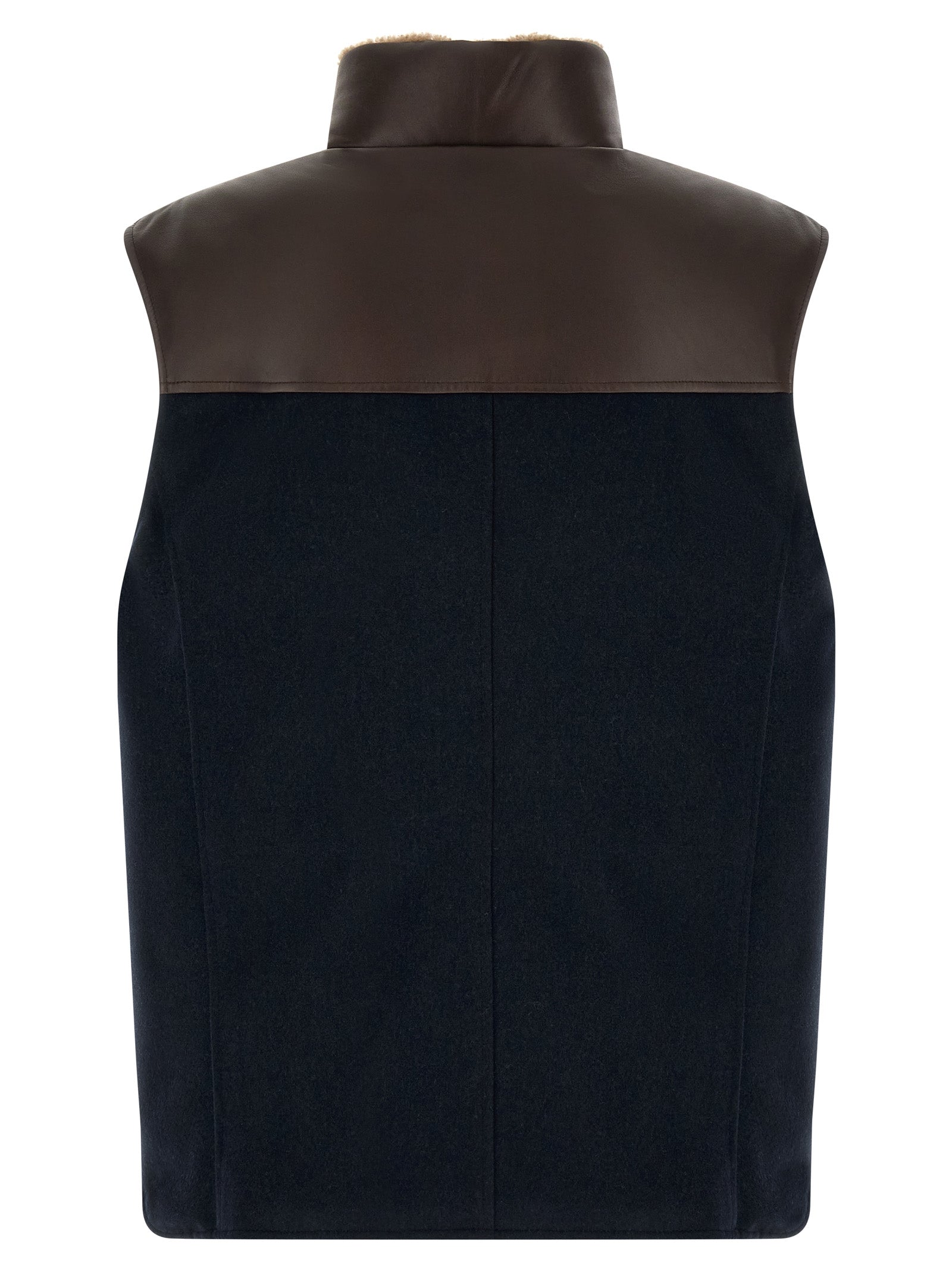 Brunello Cucinelli Ärmellose blaue Wolljacke