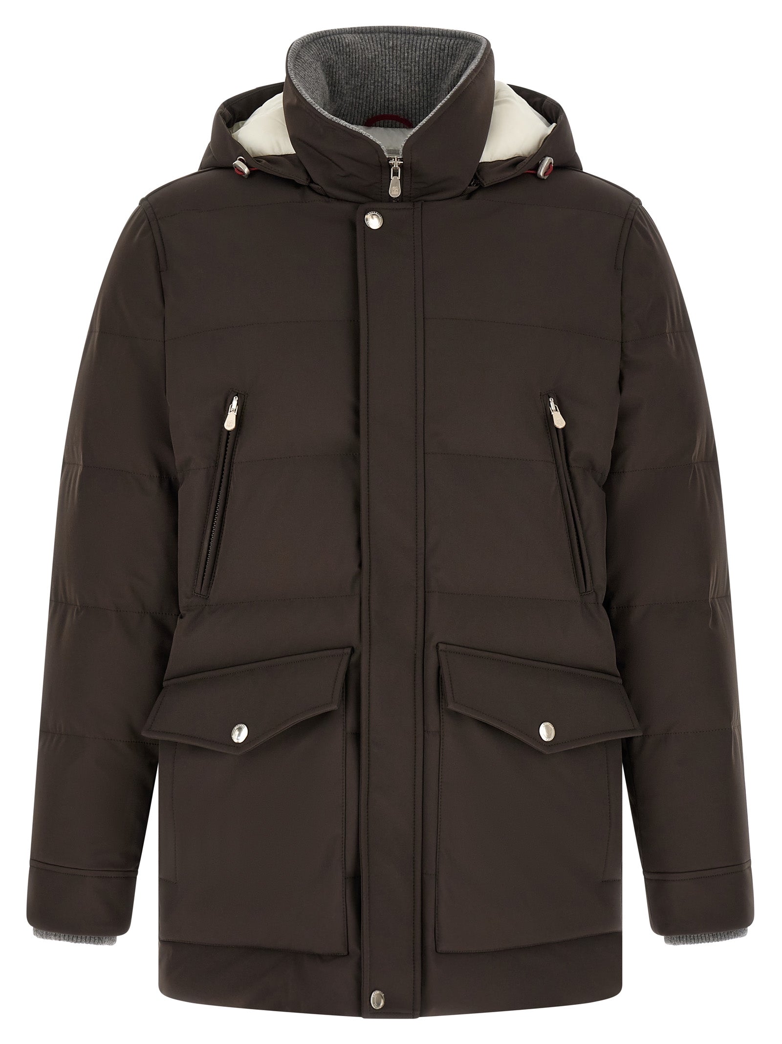 Brunello Cucinelli Brauner Parka aus Polyamid