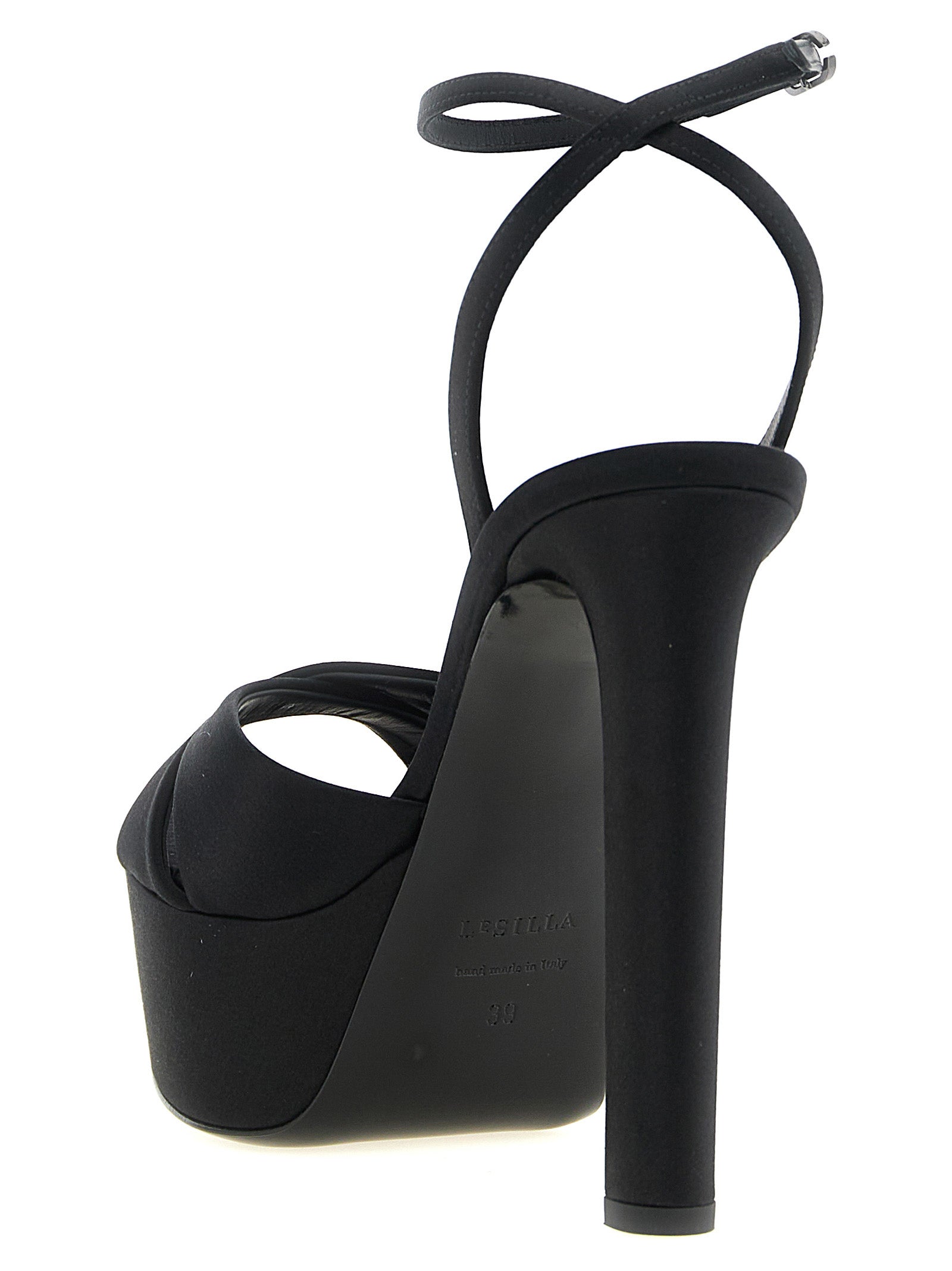 LE SILLA Schwarze Sandalen mit Stilettoabsatz aus Viskose