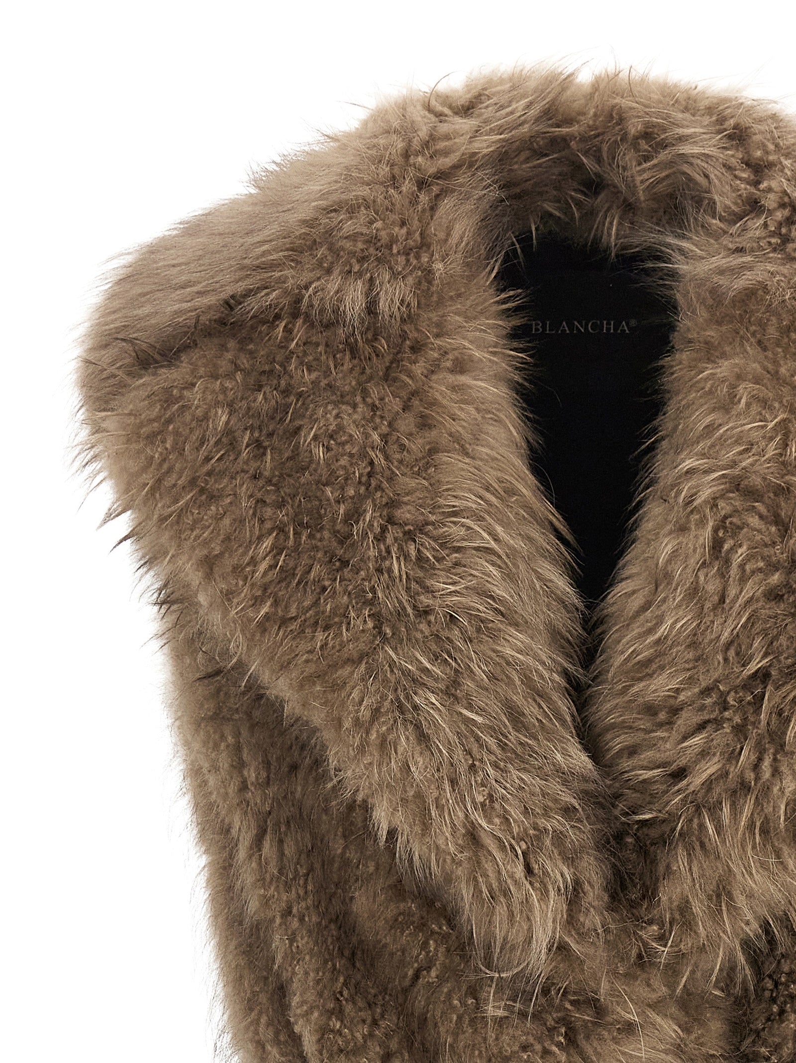 BLANCHA Ärmellose Jacke aus beigem Lammfell