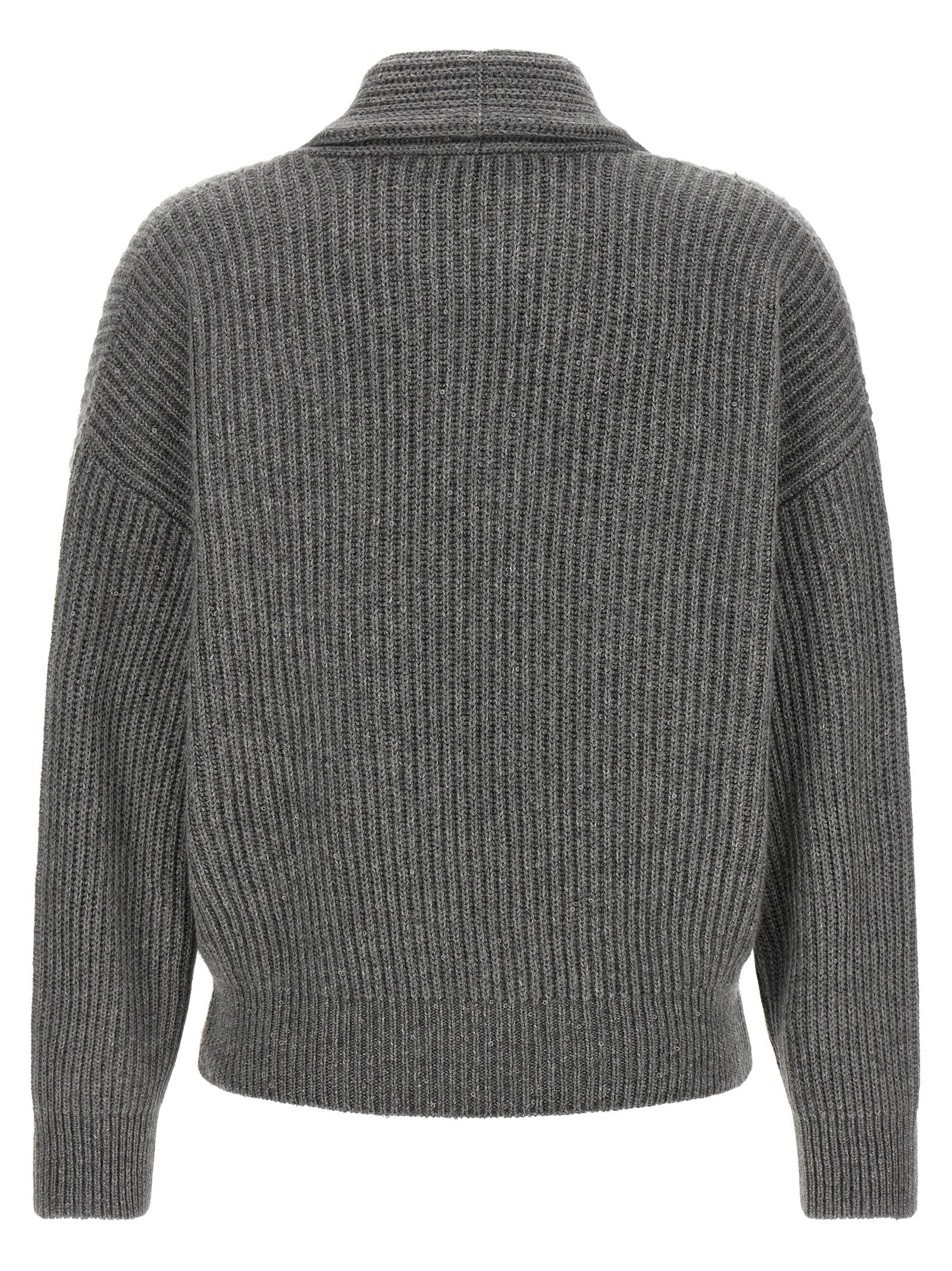 Brunello Cucinelli Grauer Kaschmir-Strickjacke