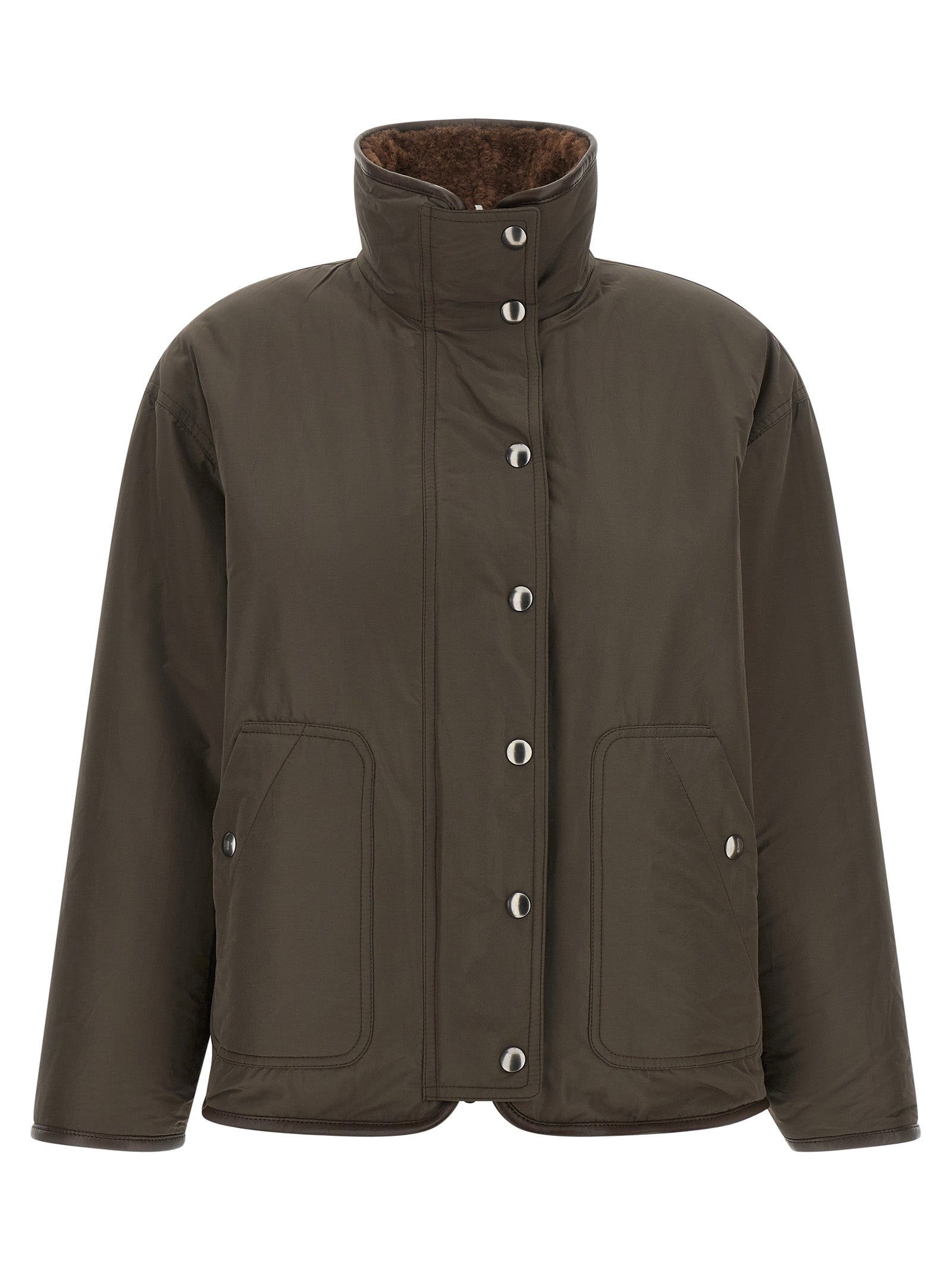 Brunello Cucinelli Braune Lammleder Bikerjacke