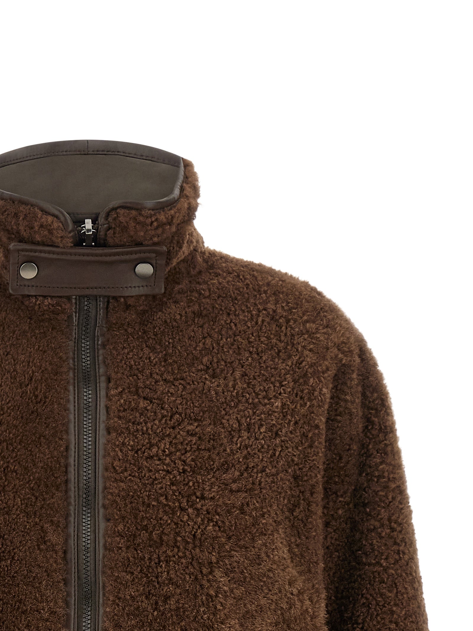 Brunello Cucinelli Braune Lammleder Bikerjacke