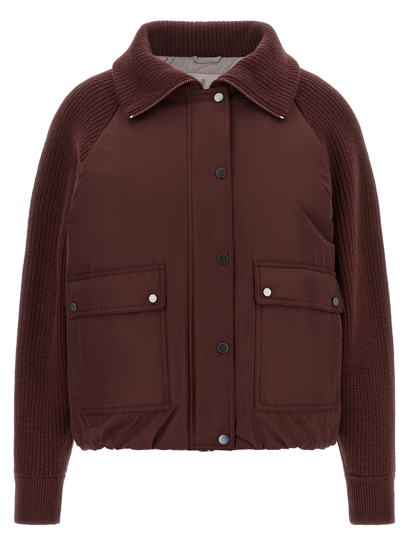 Brunello Cucinelli Bordeaux Baumwoll-Bomberjacke