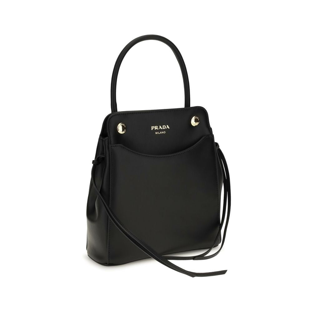 Prada Schwarze Bos Taurus Kalbsleder Schultertasche