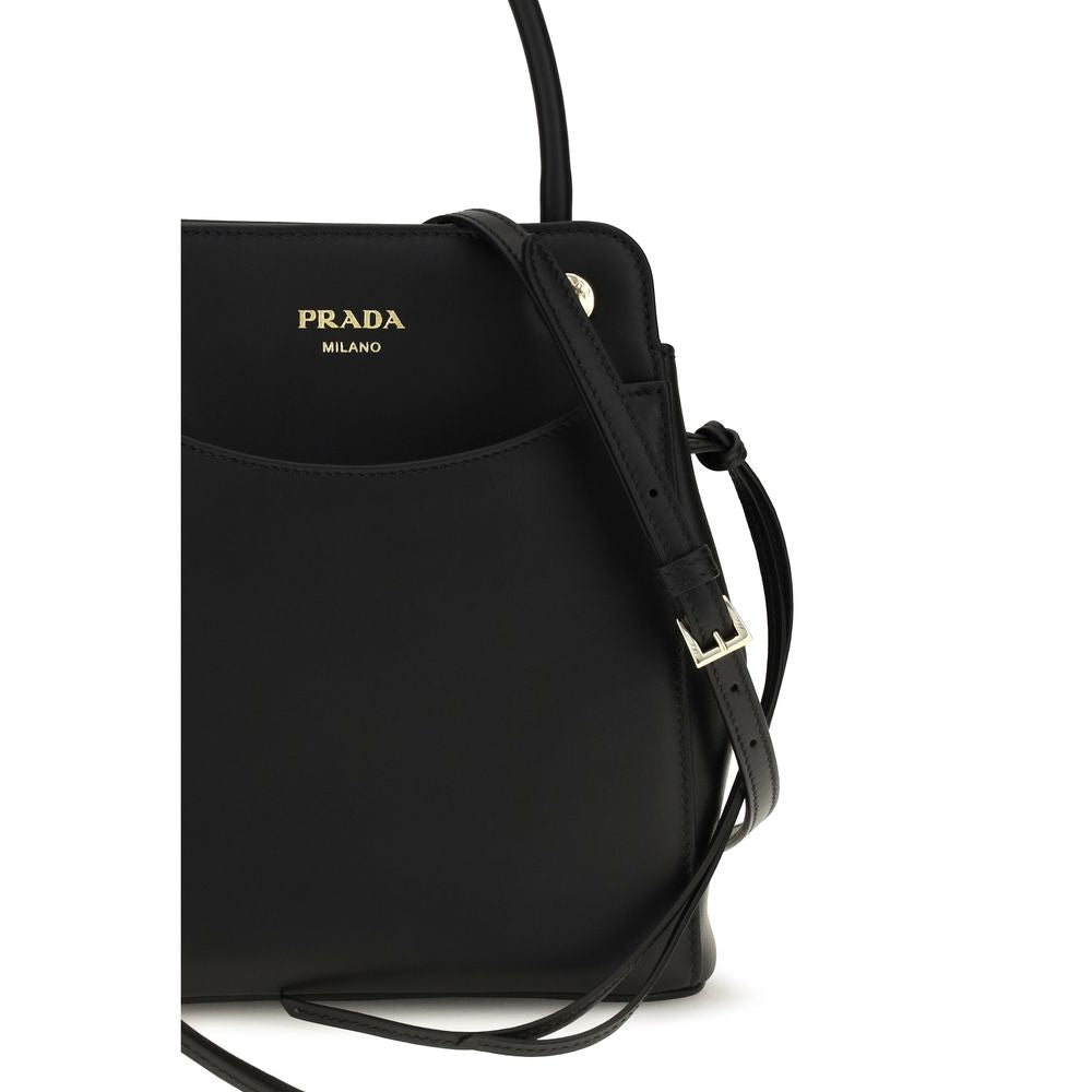 Prada Schwarze Bos Taurus Kalbsleder Schultertasche