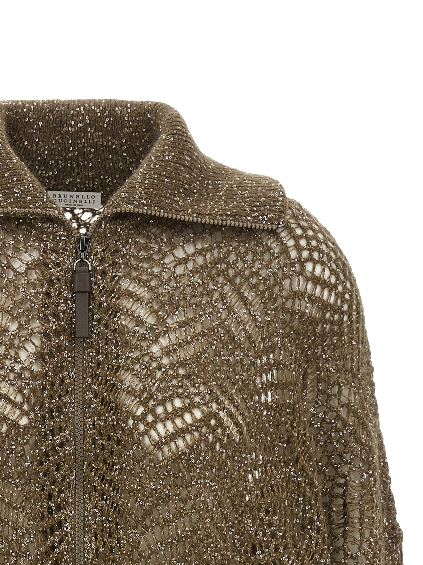 Brunello Cucinelli Brauner Cardigan aus Polyamid