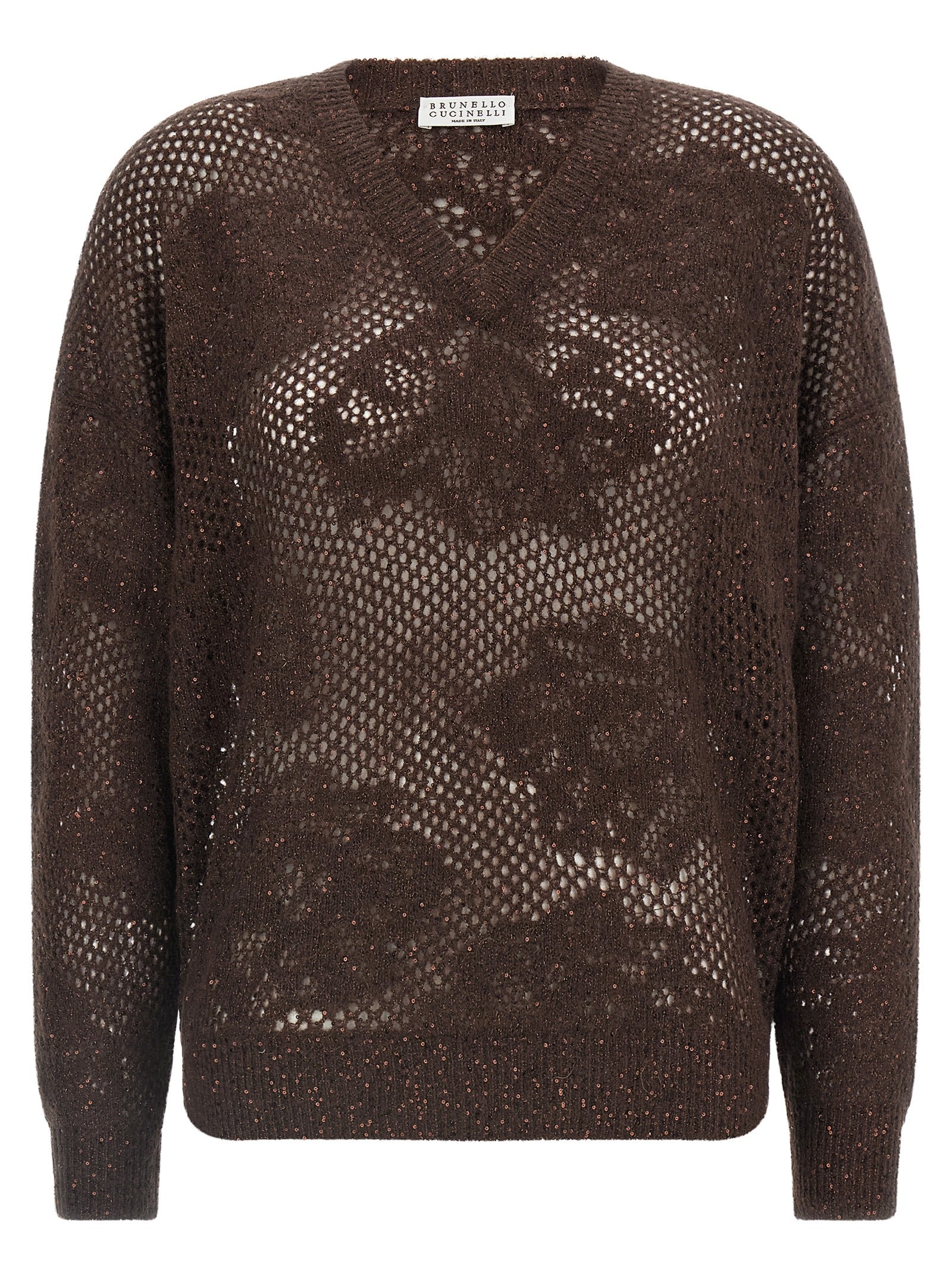 Brunello Cucinelli Brauner Nylon-Strickjacke