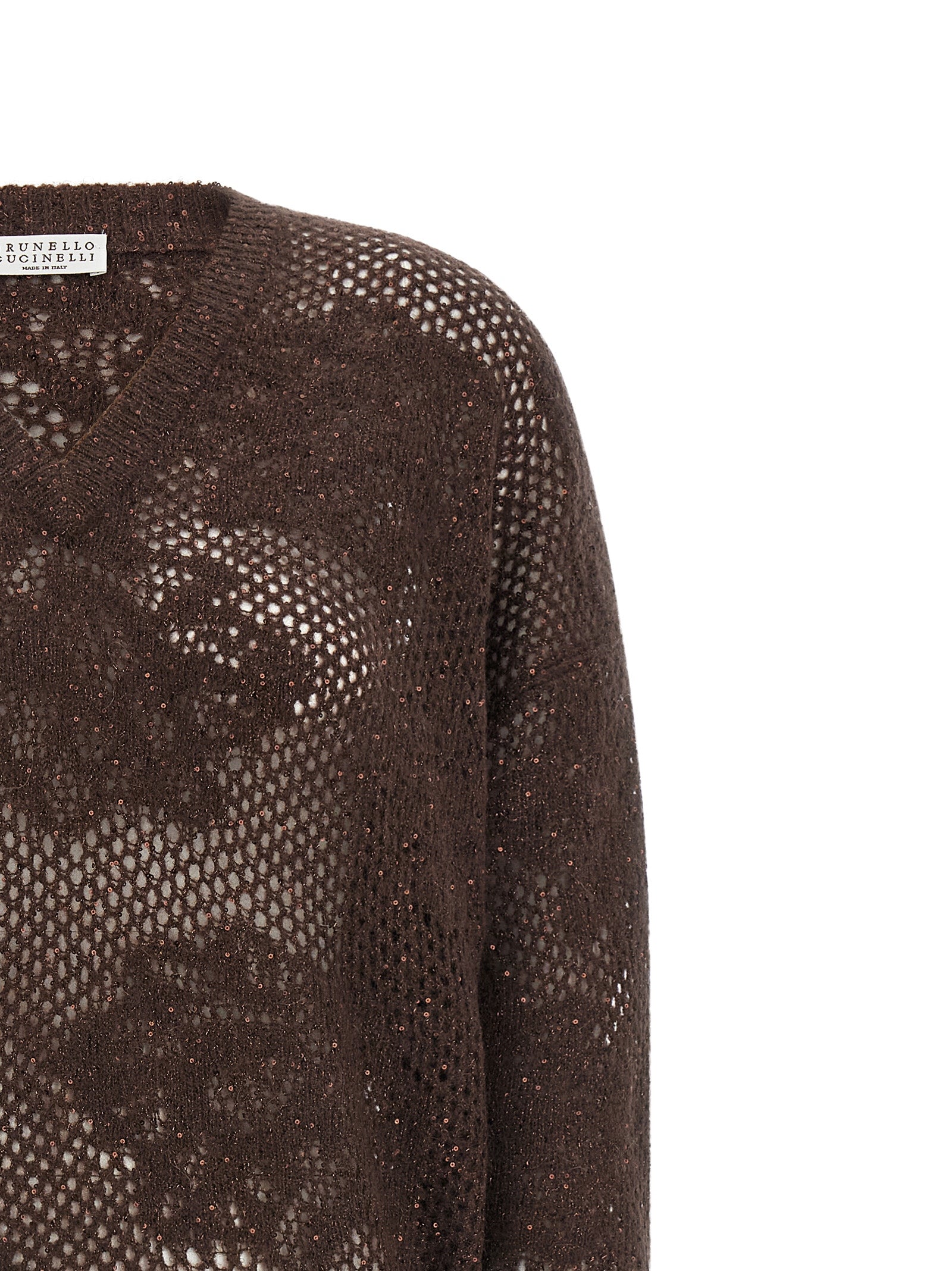 Brunello Cucinelli Brauner Nylon-Strickjacke