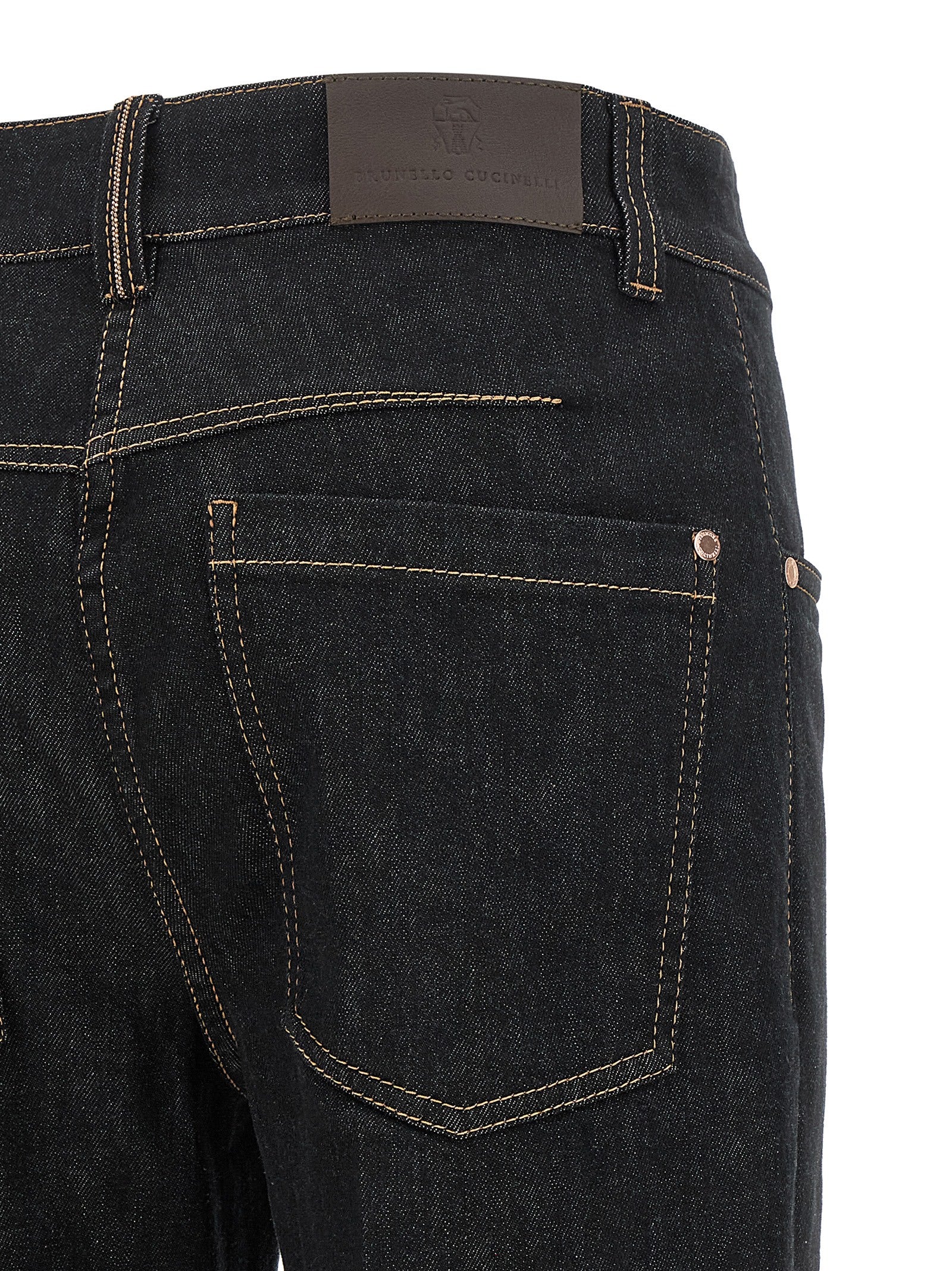 Brunello Cucinelli Blaue Baumwoll-Jeans mit ausgestelltem Bein
