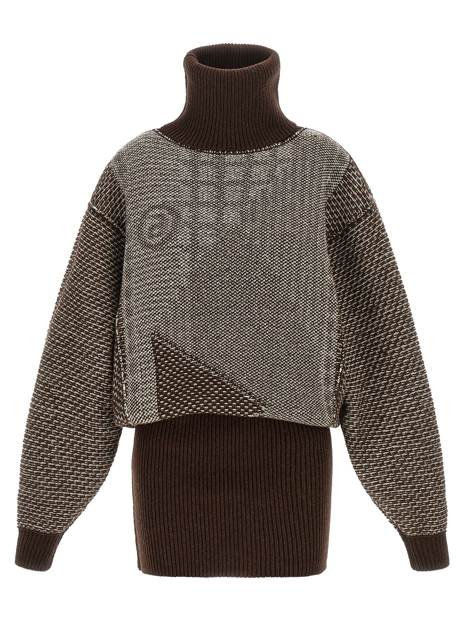 MM6 Maison Margiela Kurzes Braunes Wollkleid