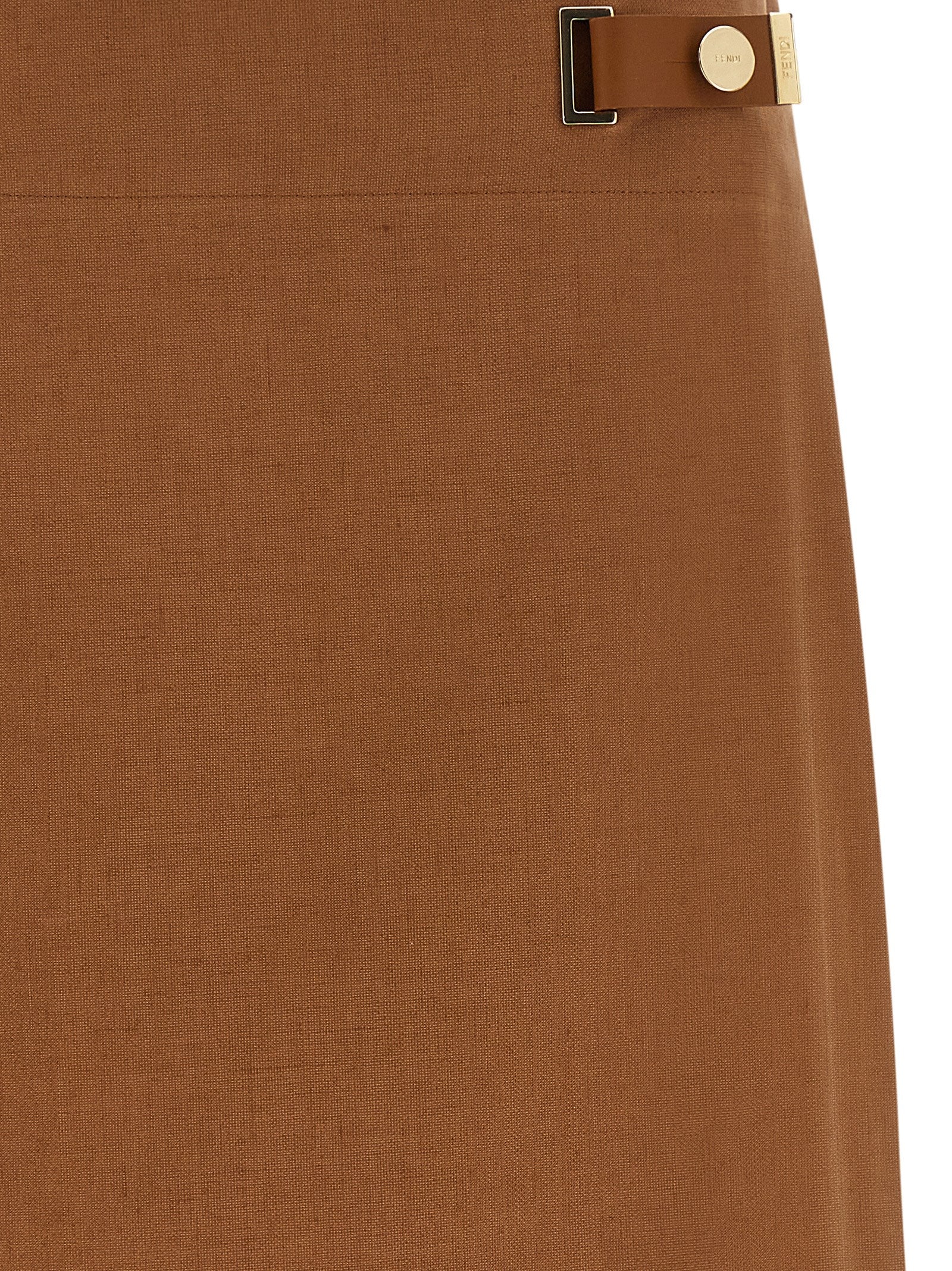 Fendi Brauner Leinen-Midirock