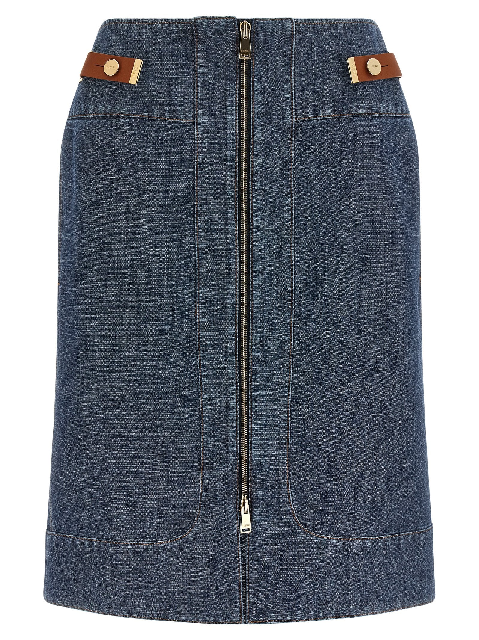 Fendi Blaue Baumwoll-Midirock