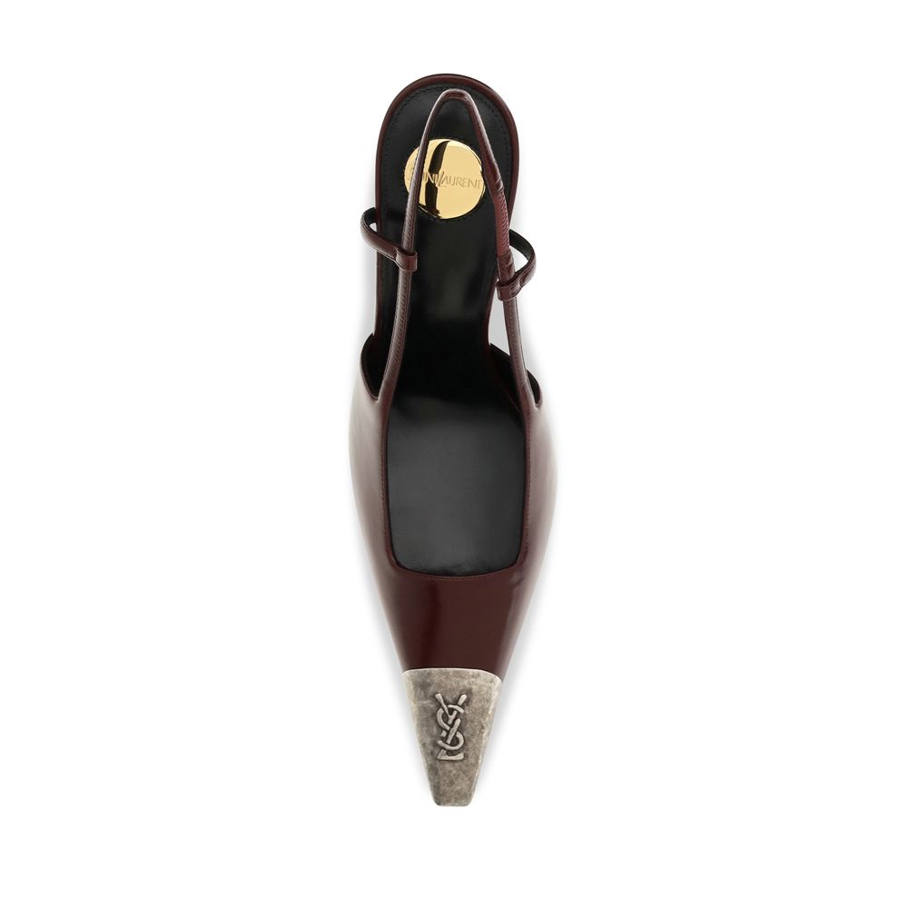 Saint Laurent Bordeauxrote Pumps aus Kalbsleder Bos Taurus mit hohem Absatz