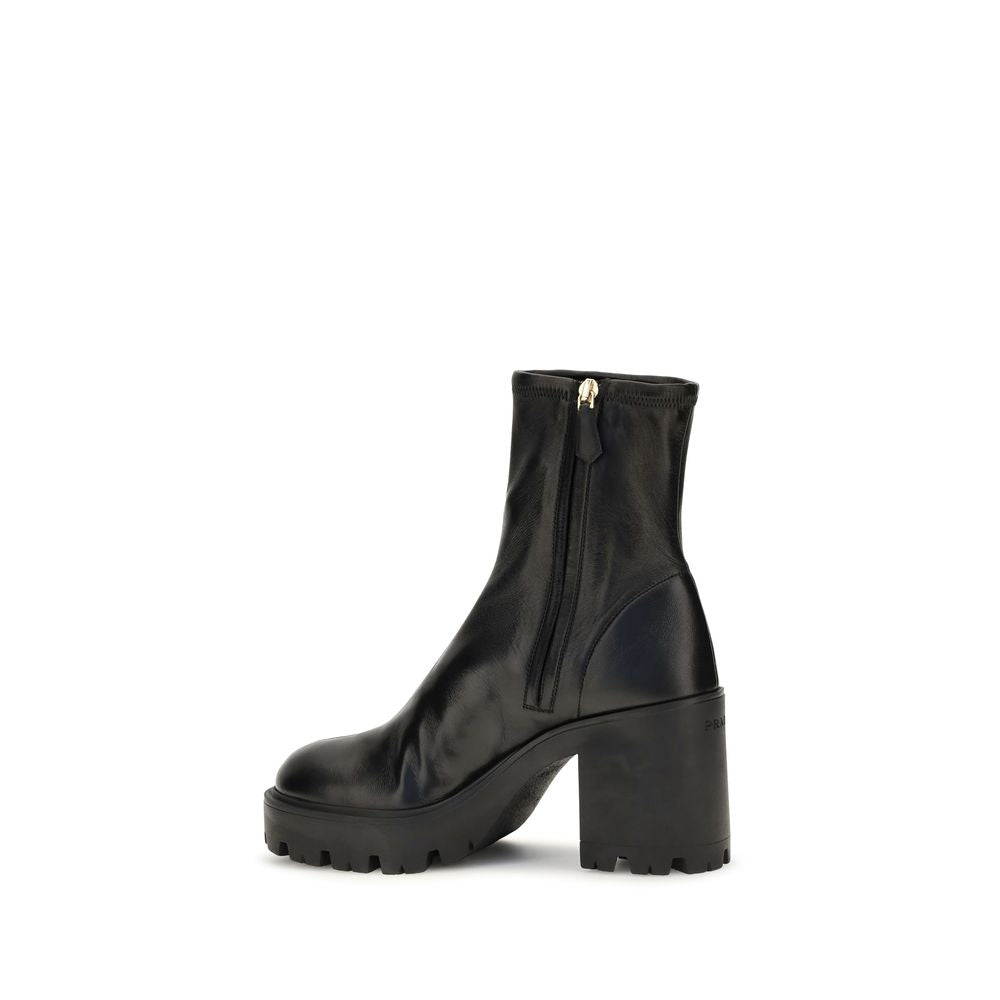 Prada Schwarze Ankle Boots aus Kalbsleder Bos Taurus