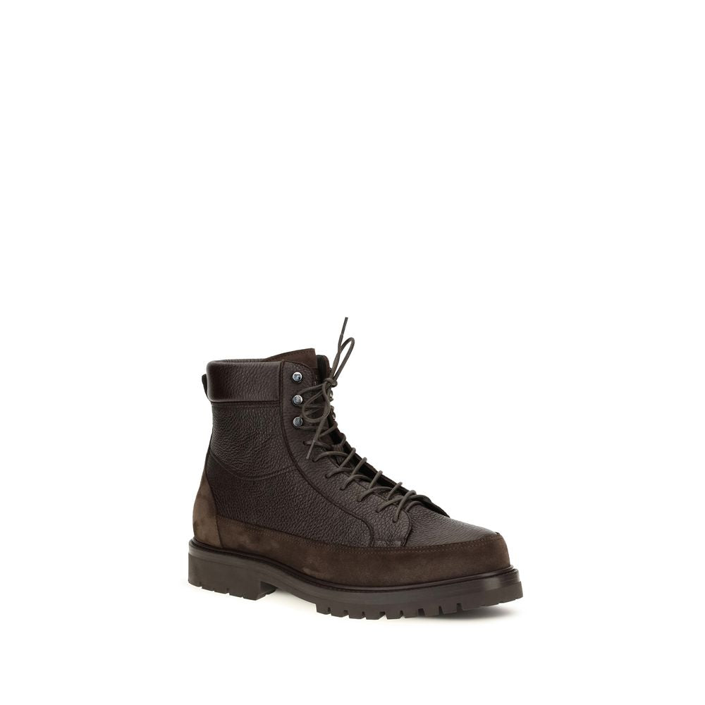 Brunello Cucinelli Braune Schnürstiefel aus Hirschleder