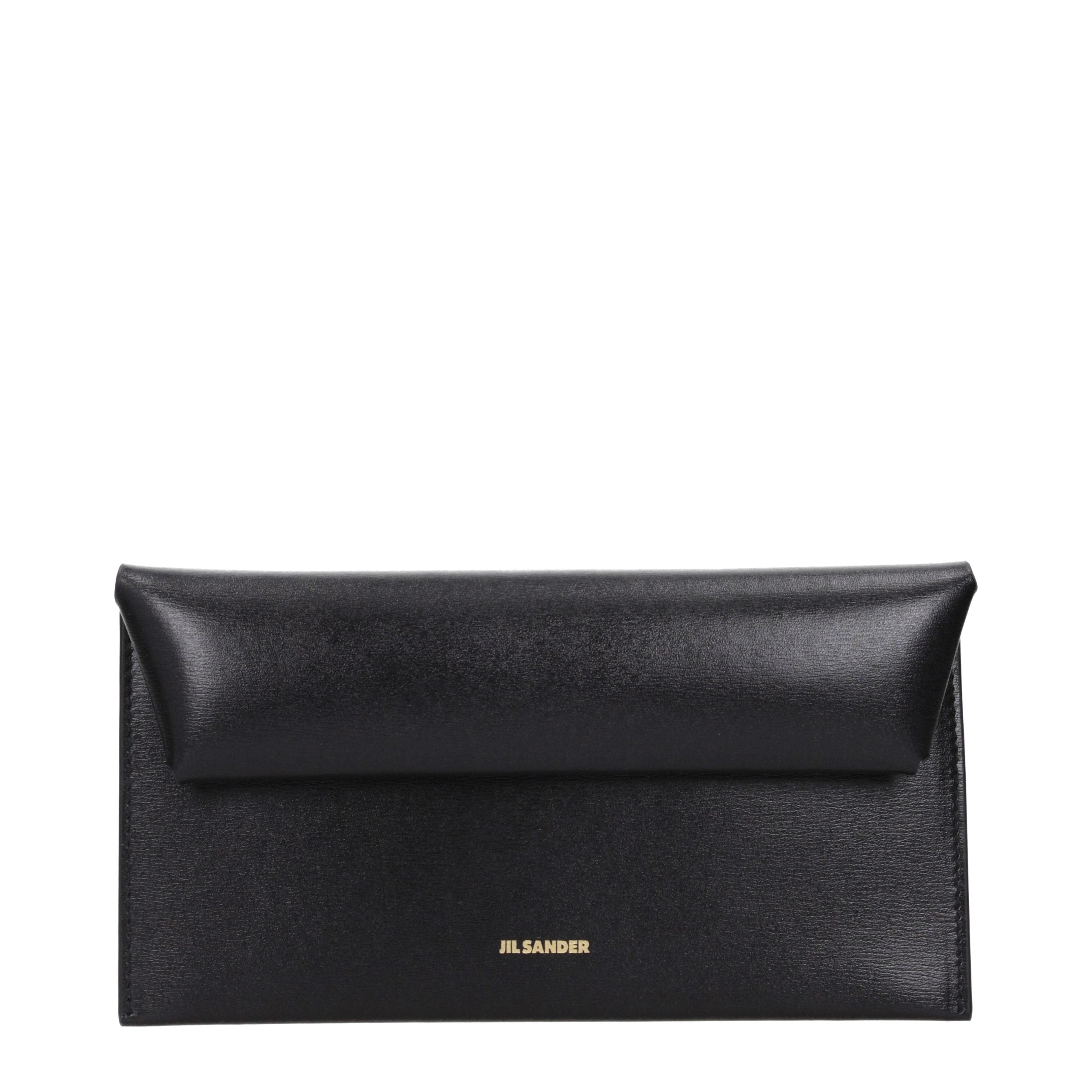 Jil Sander Schwarzes Leder Portemonnaie