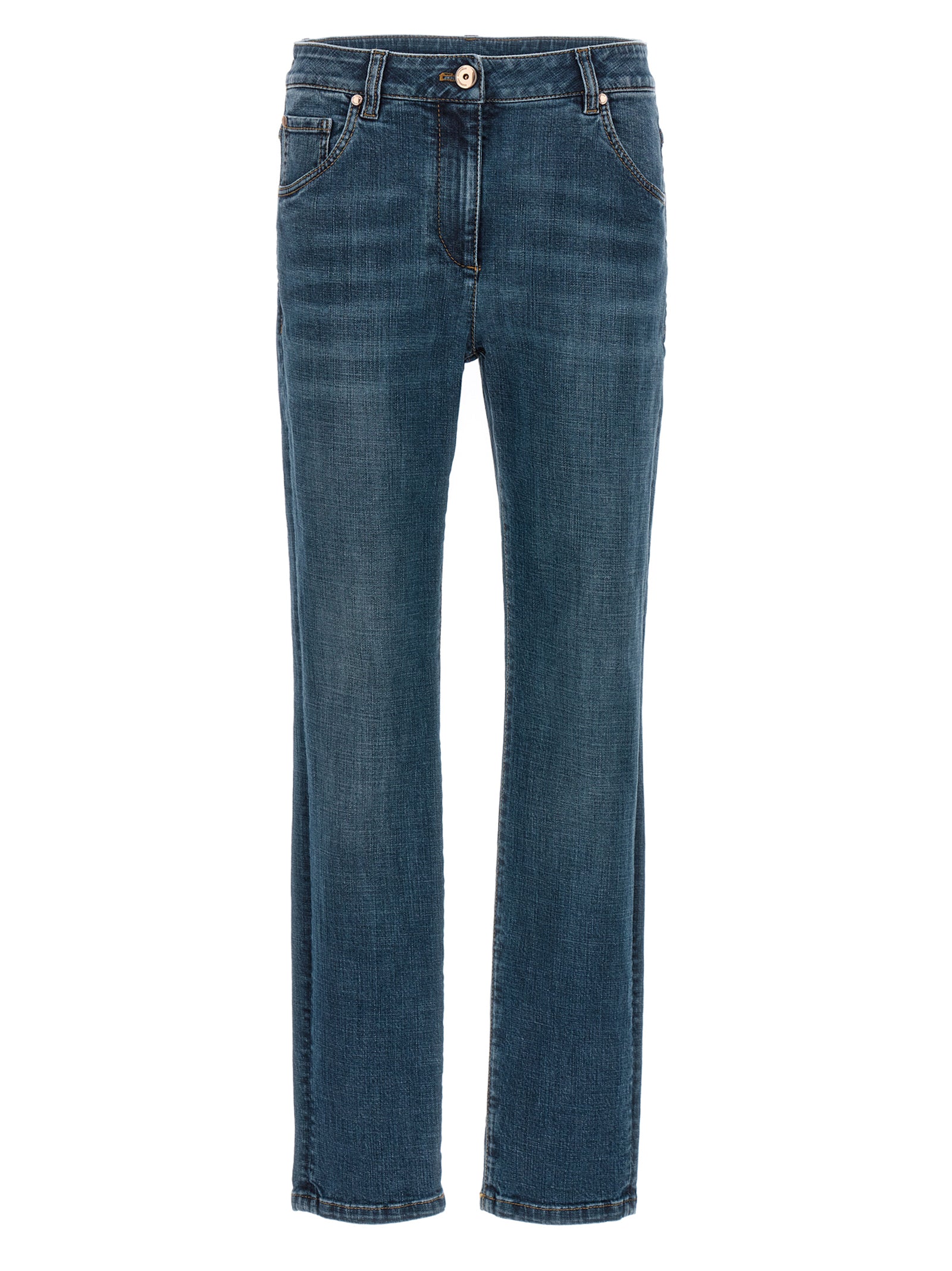 Brunello Cucinelli Blaue Jeans aus Baumwolle im geraden Schnitt