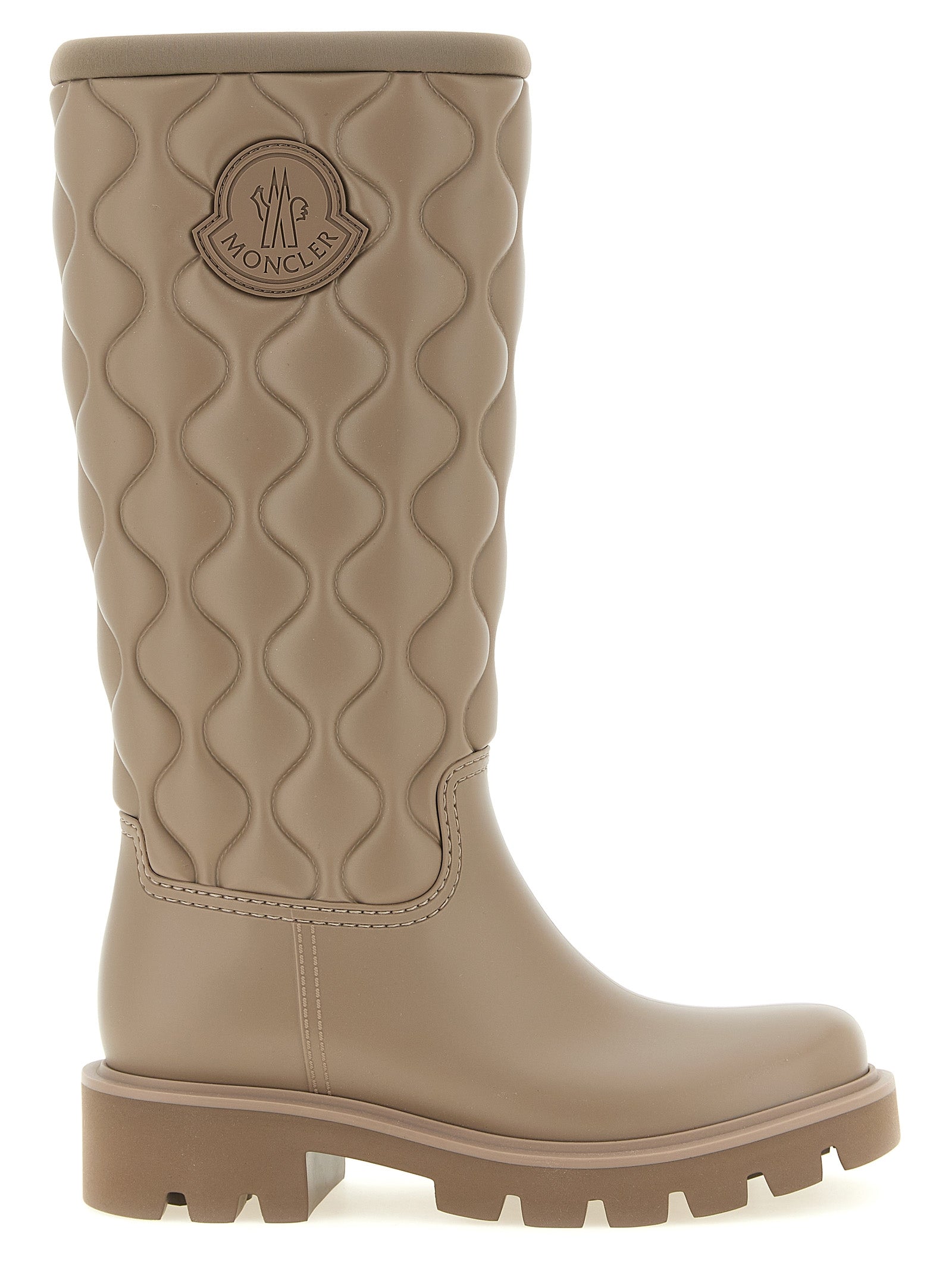 Moncler Beige PVC Over The Knee Stiefel