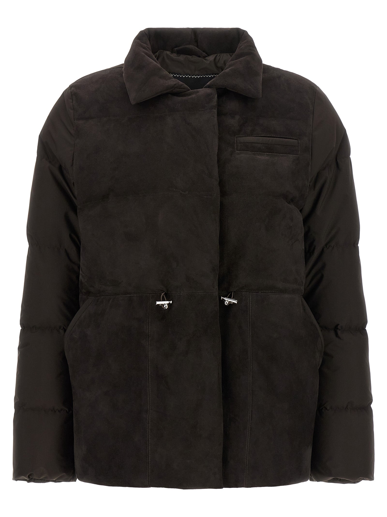 Kiton Braune Polyamid-Jacke in voller Länge
