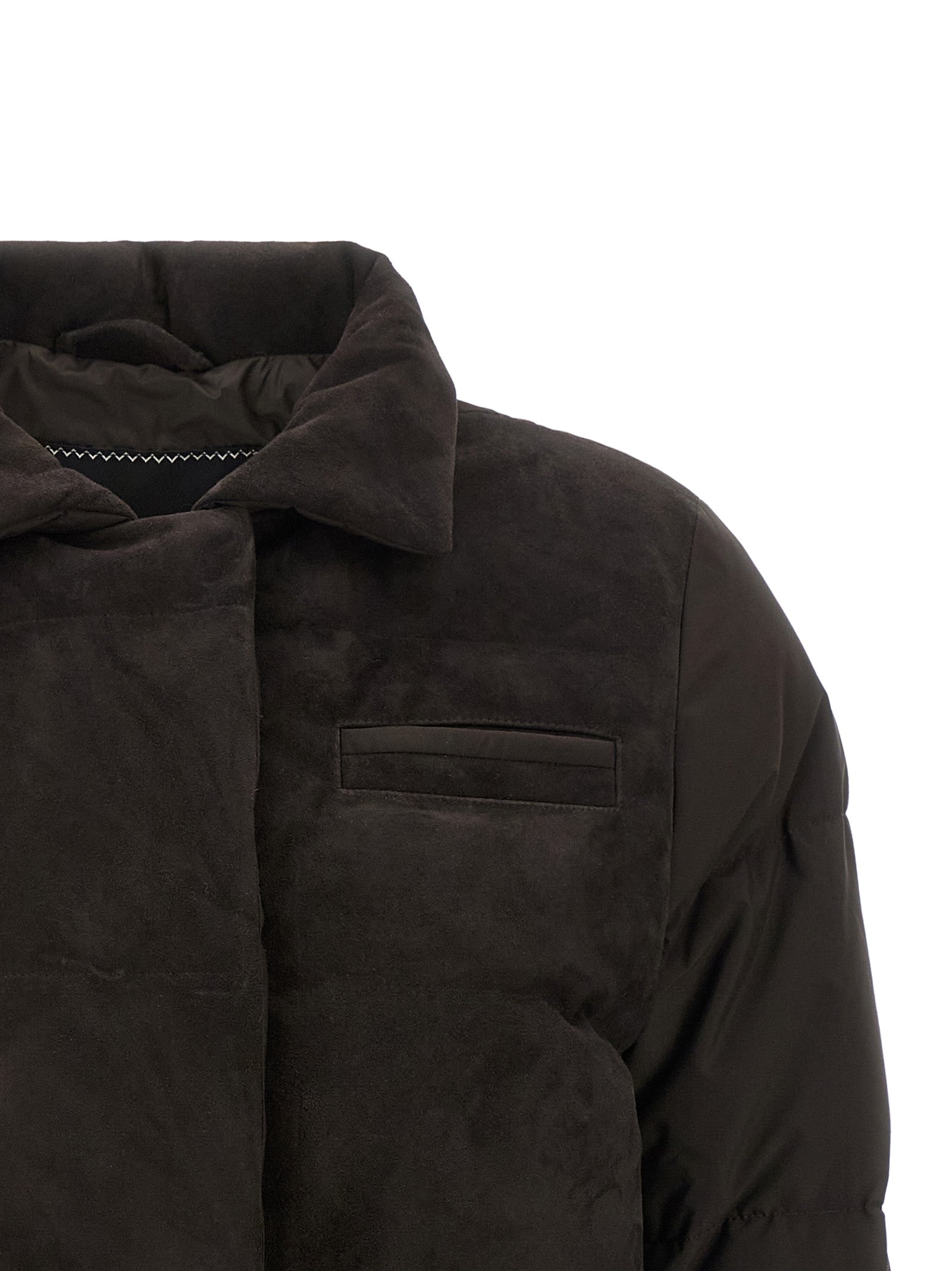 Kiton Braune Polyamid-Jacke in voller Länge