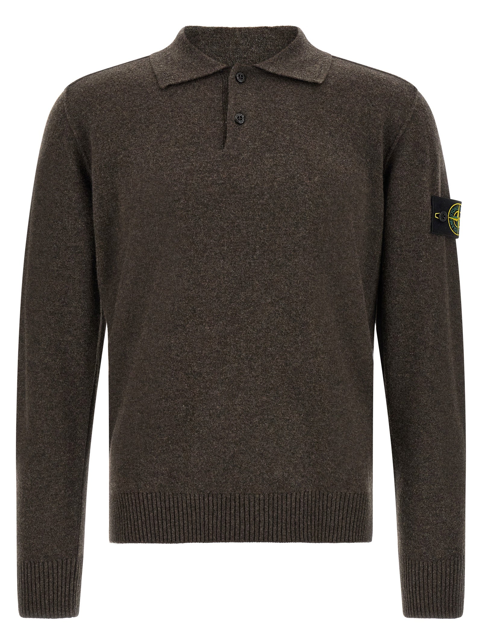 Stone Island Braunes Poloshirt aus reiner Schurwolle