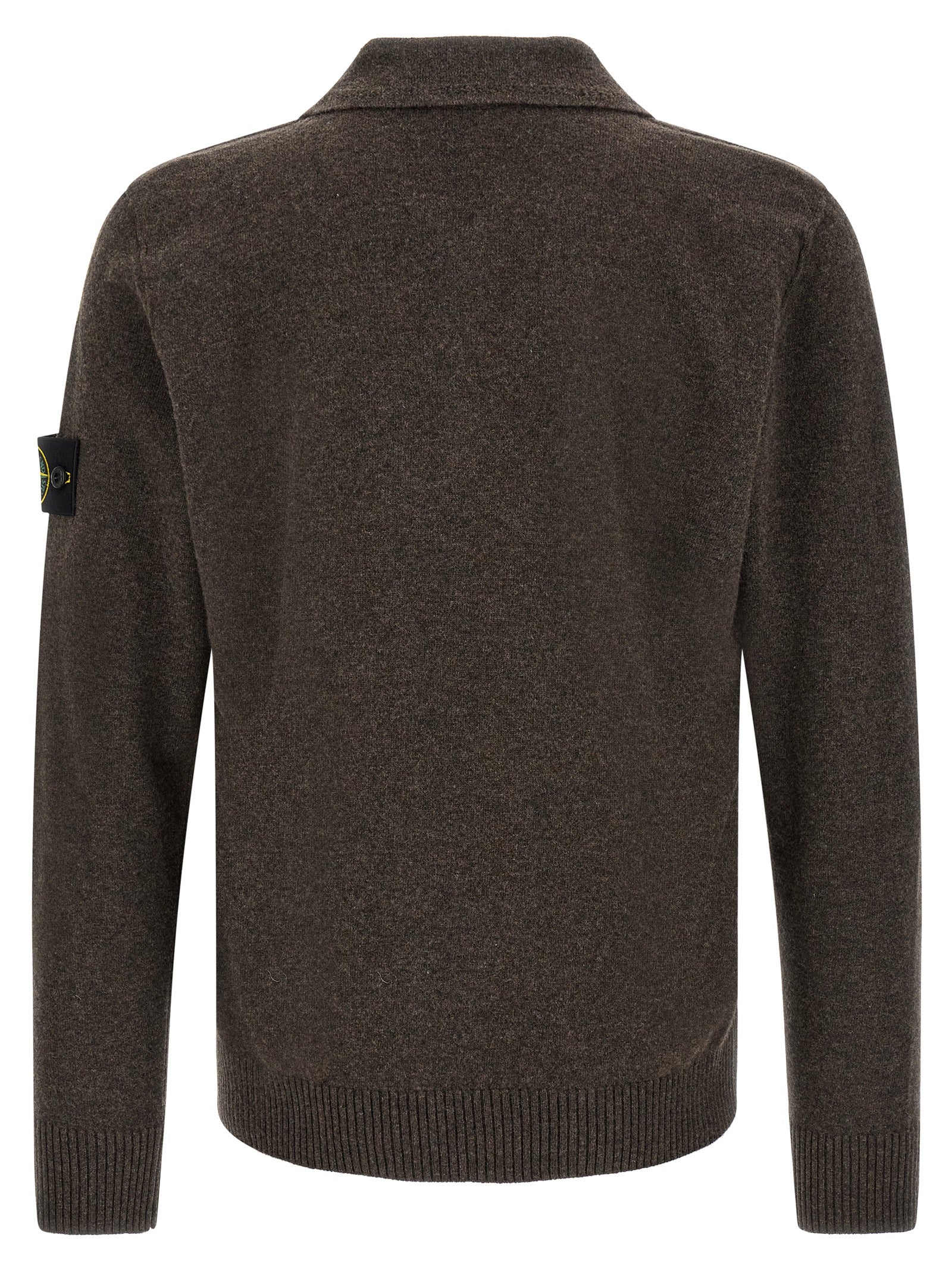 Stone Island Braunes Poloshirt aus reiner Schurwolle