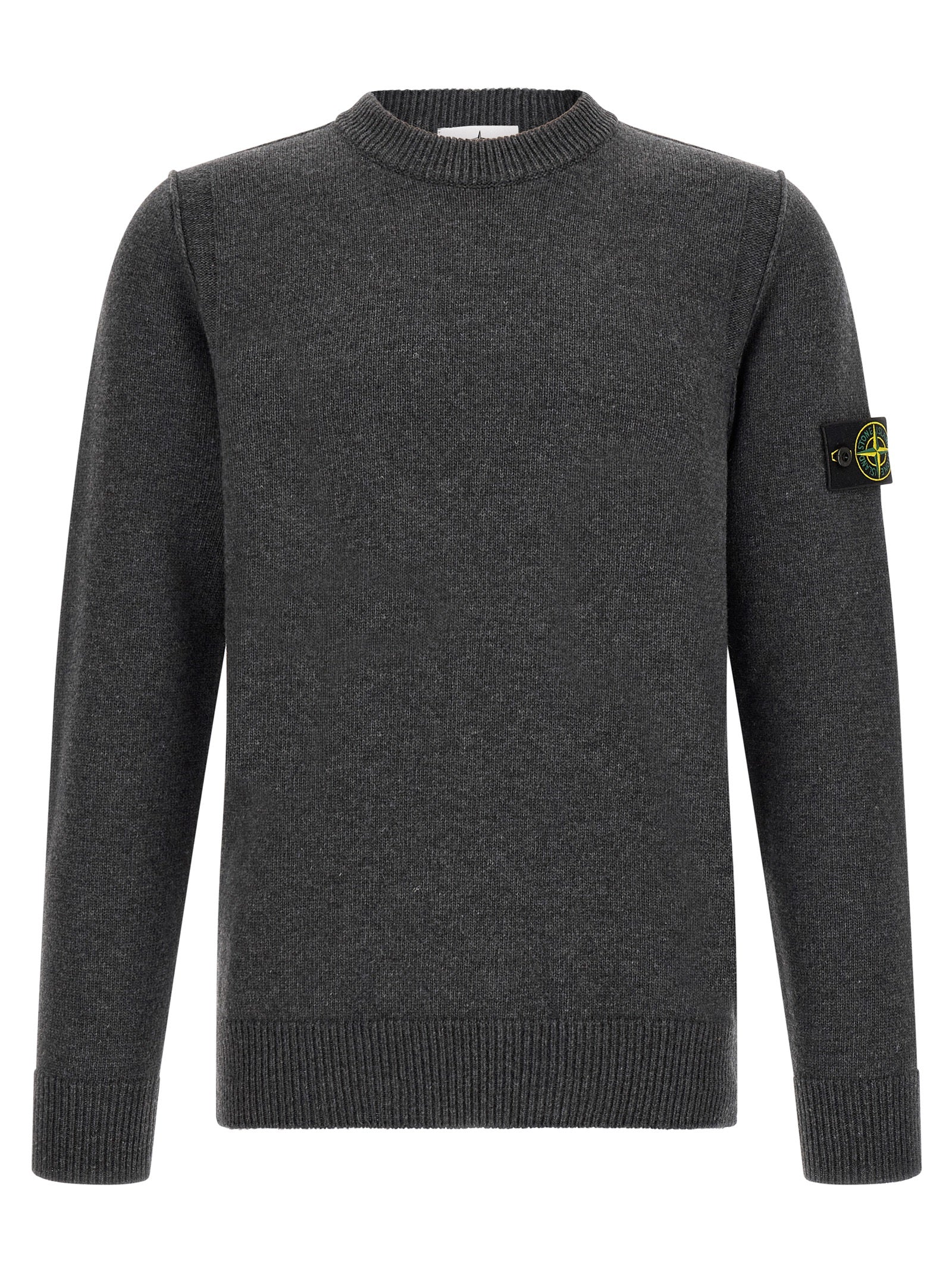Stone Island Grauer Cardigan aus reiner Schurwolle