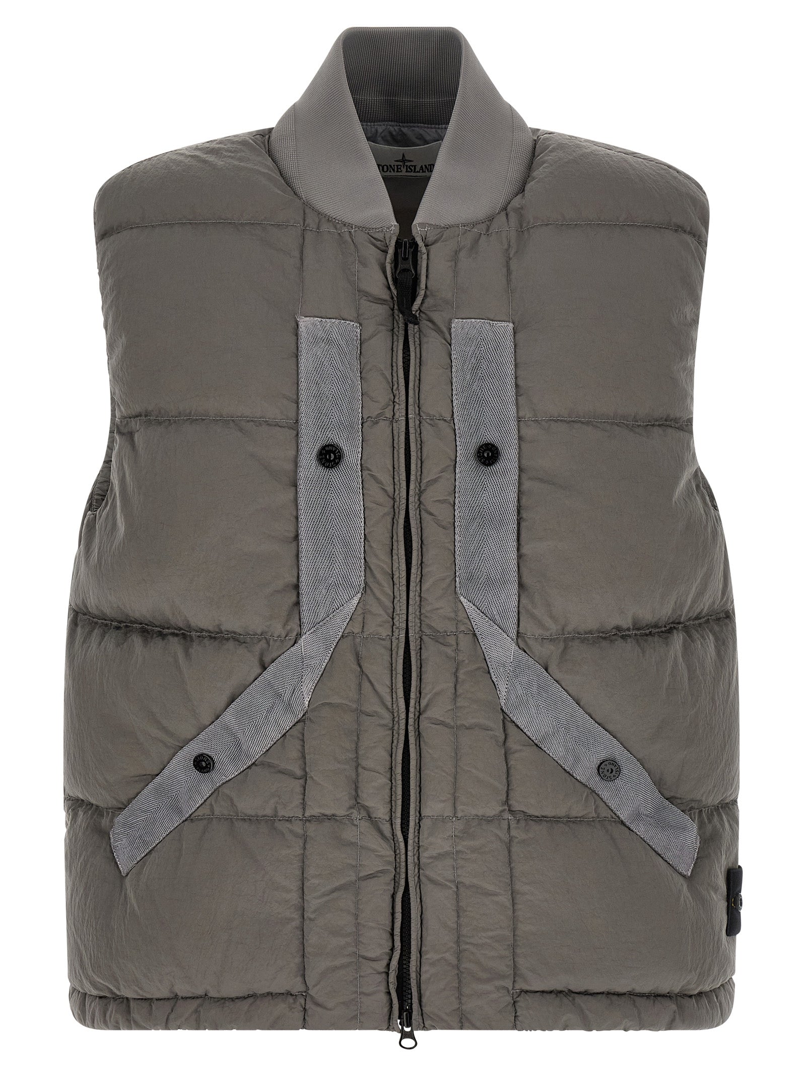Stone Island Graue ärmellose Jacke aus Polyamid