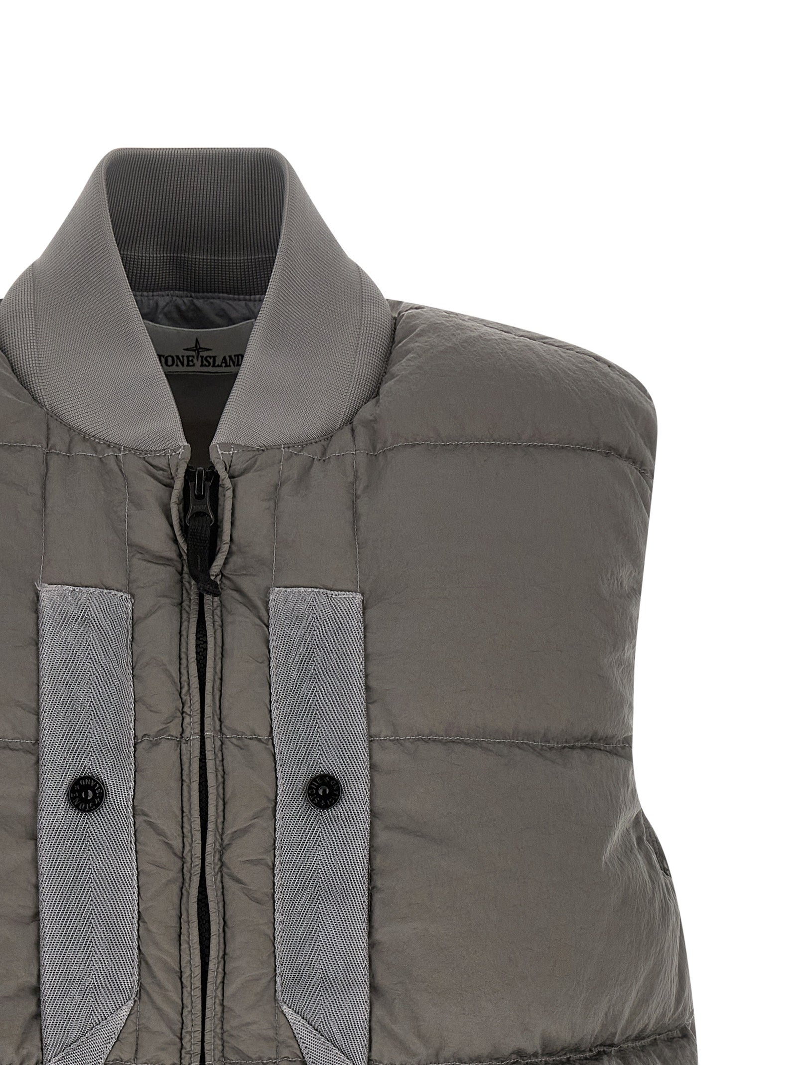Stone Island Graue ärmellose Jacke aus Polyamid