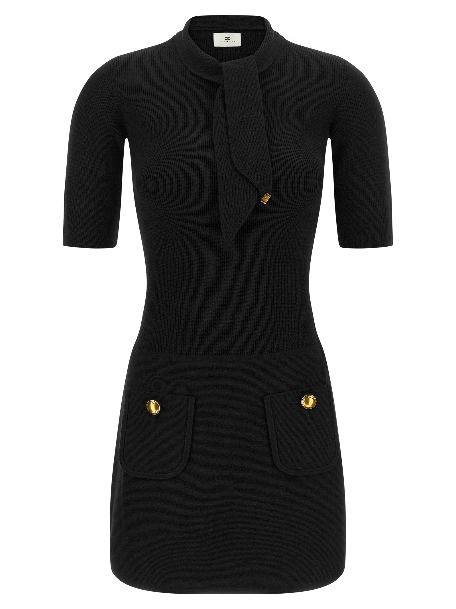 Elisabetta Franchi Schwarzes Viskose-Kurzkleid