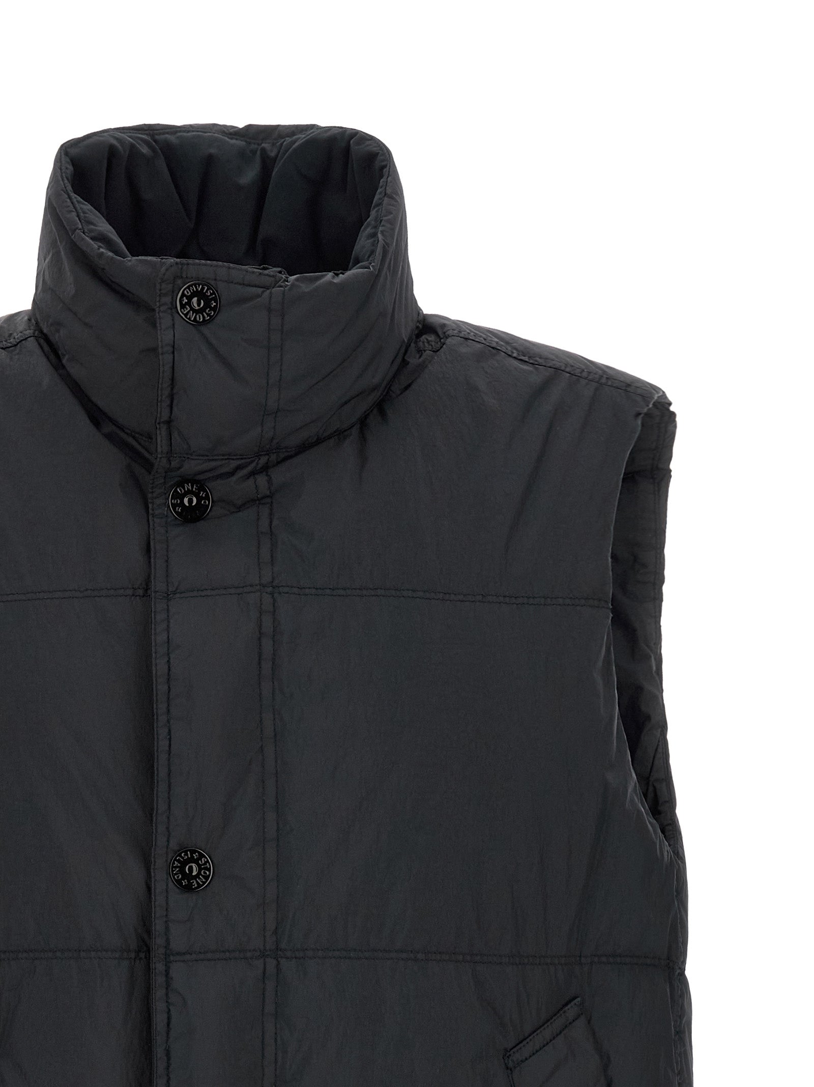 Stone Island Blaue Ärmellose Jacke aus Polyamid