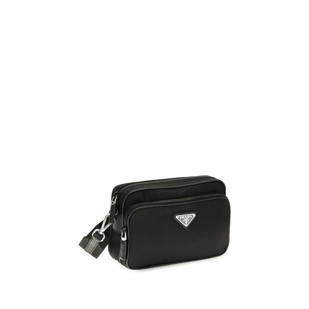 Prada Schwarze Schultertasche aus recyceltem Polyamid