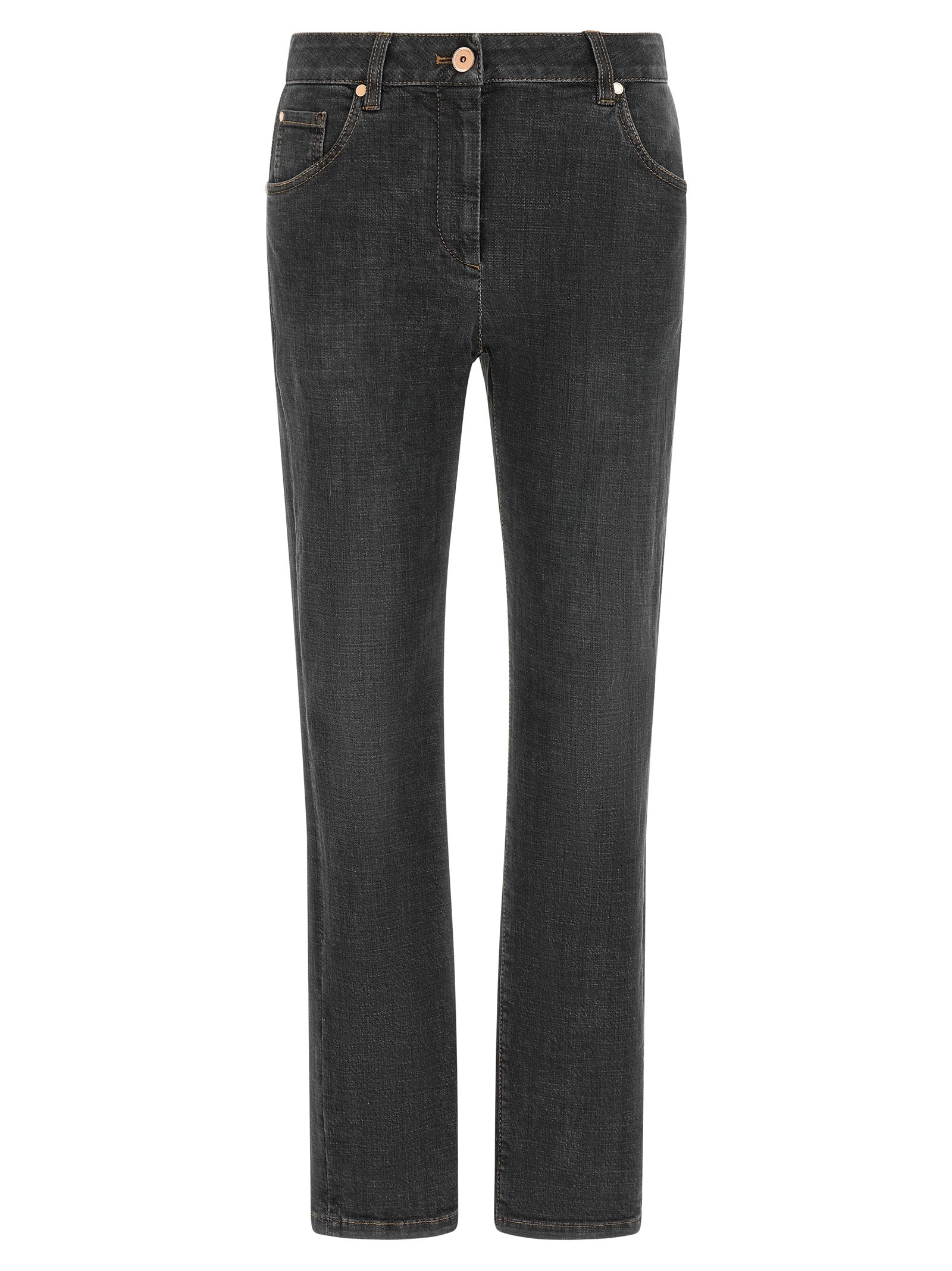 Brunello Cucinelli Graue Slim Fit Jeans aus Baumwolle