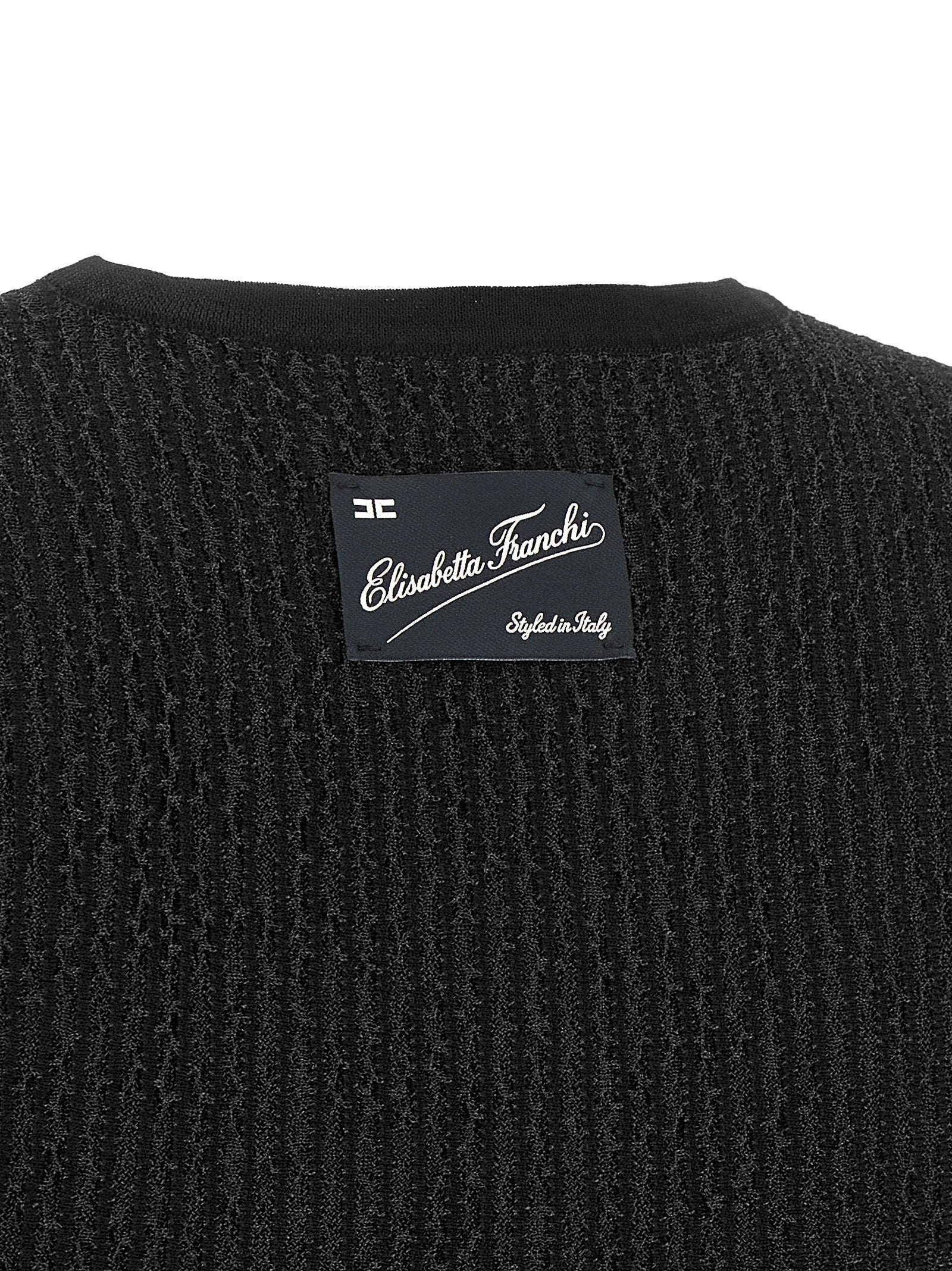 Elisabetta Franchi Schwarzes ärmelloses T-Shirt aus Viskose