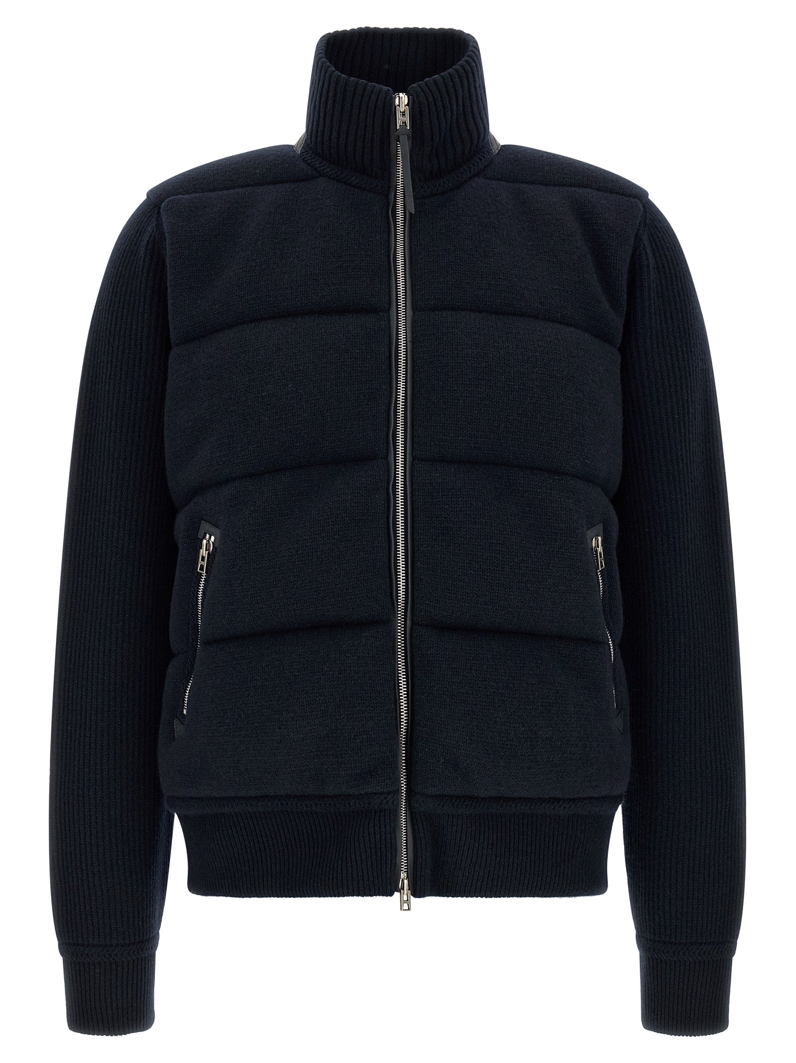 Tom Ford Blaue Jacke aus reiner Schurwolle in voller Länge