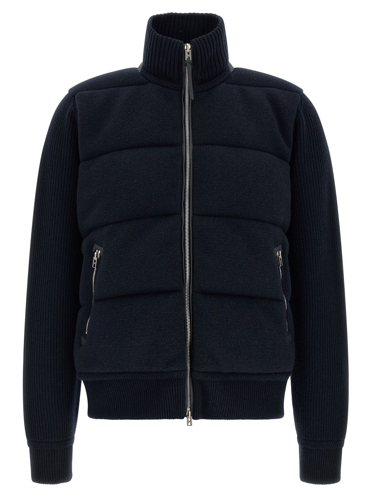 Tom Ford Blaue Jacke aus reiner Schurwolle in voller Länge