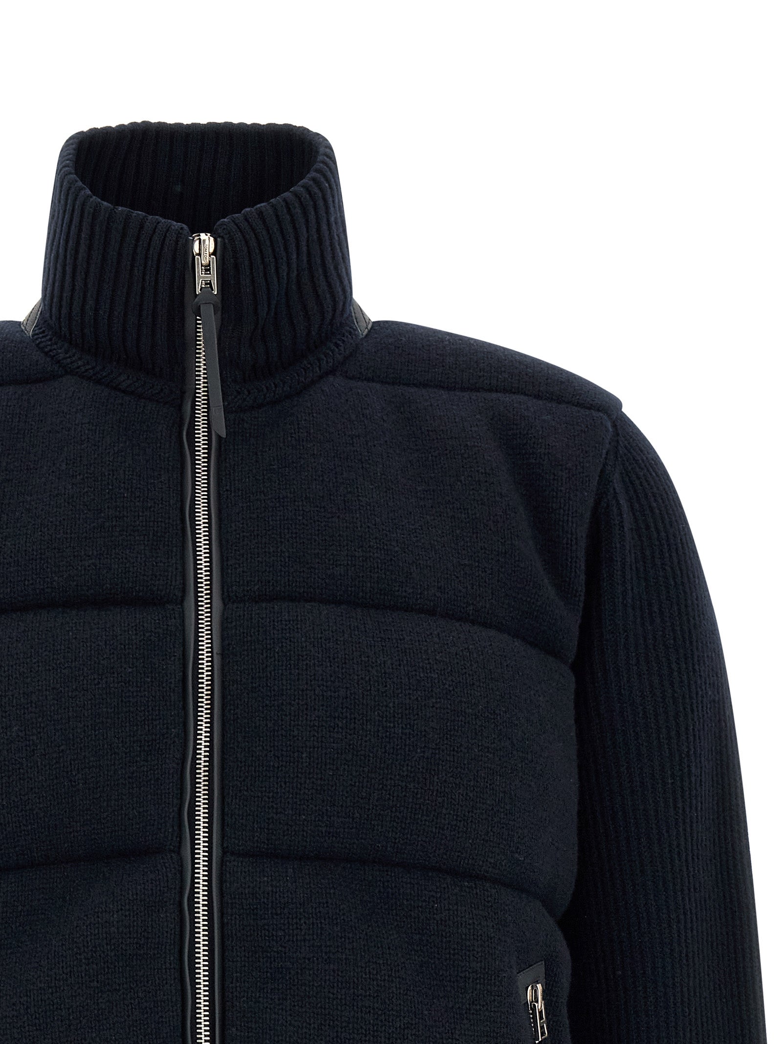 Tom Ford Blaue Jacke aus reiner Schurwolle in voller Länge