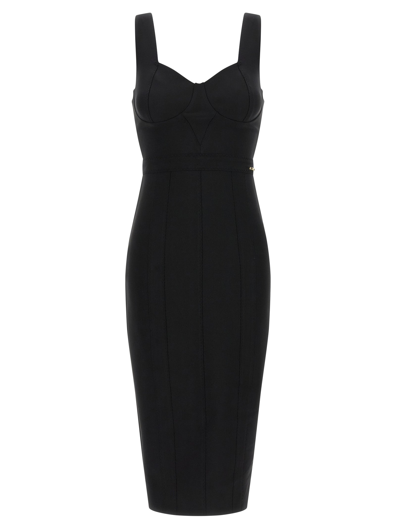 Elisabetta Franchi Schwarzes Midikleid aus Polyamid